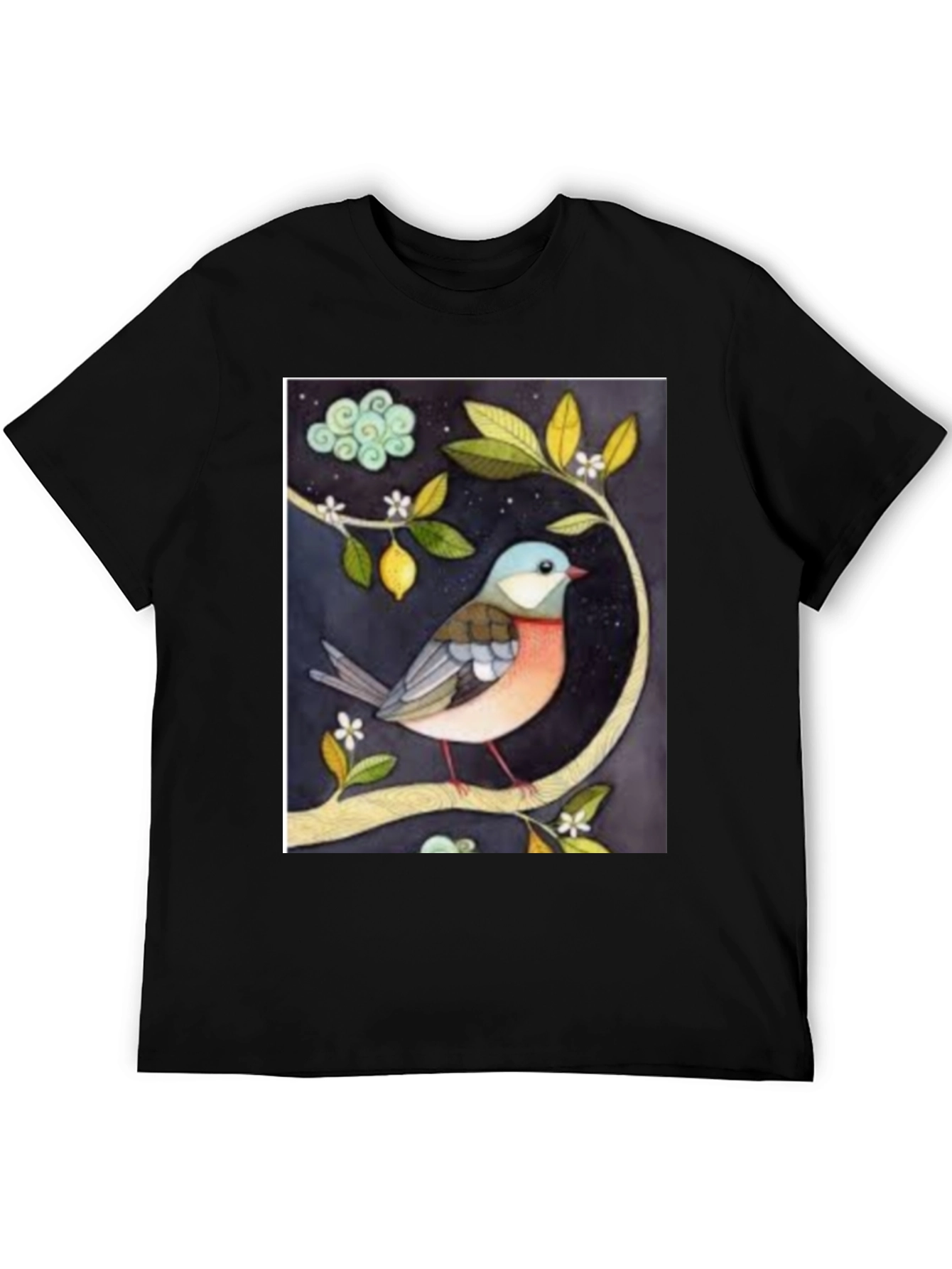 Black Bird on Branch Graphic T-Shirt view 5