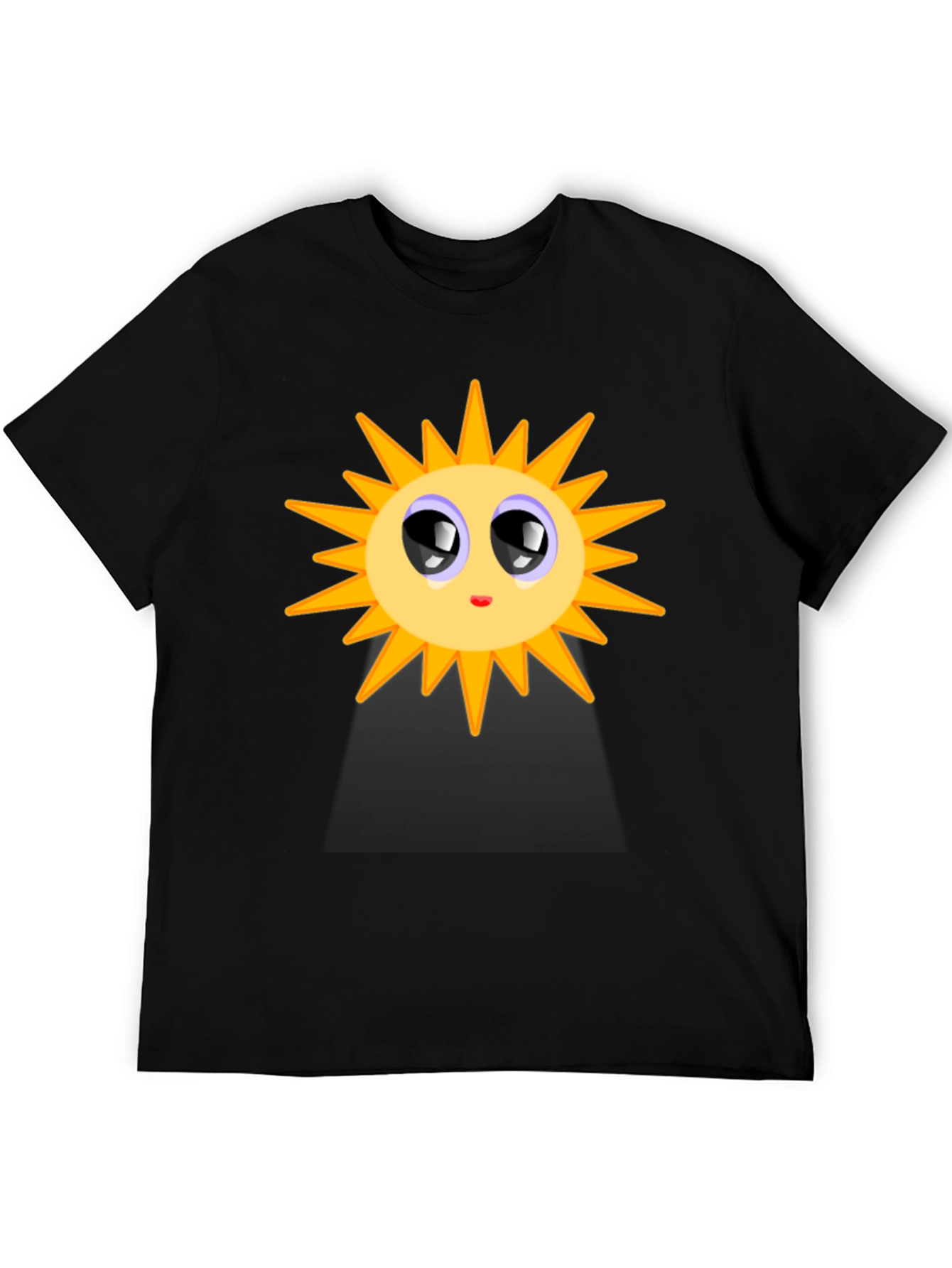 Black Cute Sun Graphic T-Shirt - Black Cotton Blend view 5