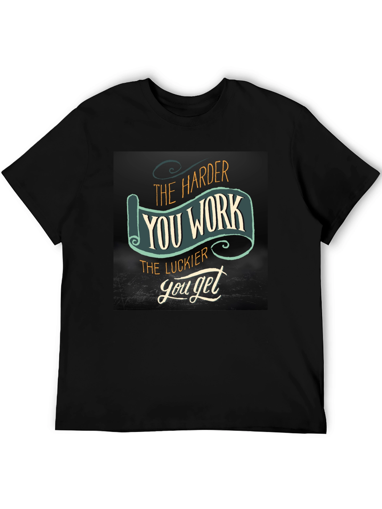 Black Work Harder Get Luckier Black T-Shirt view 5