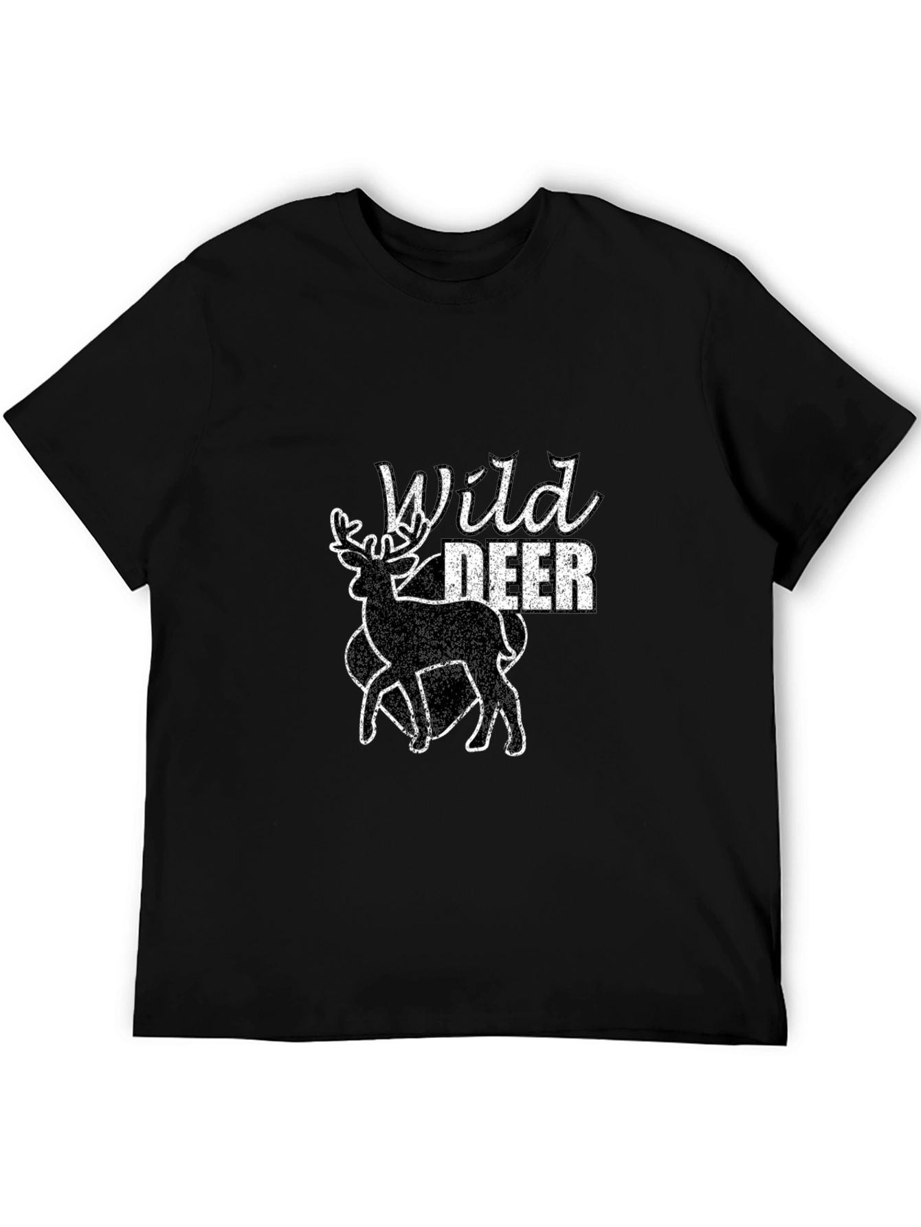 Black Wild Deer Graphic Black T-Shirt view 5