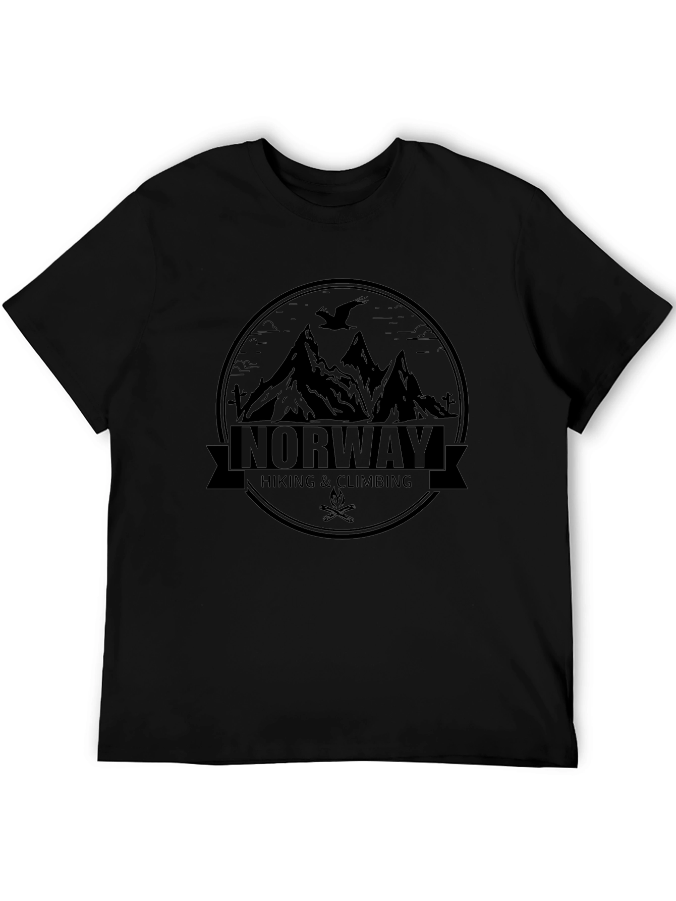 Black Norway Hiking Climbing Graphic Black T-Shirt view 5