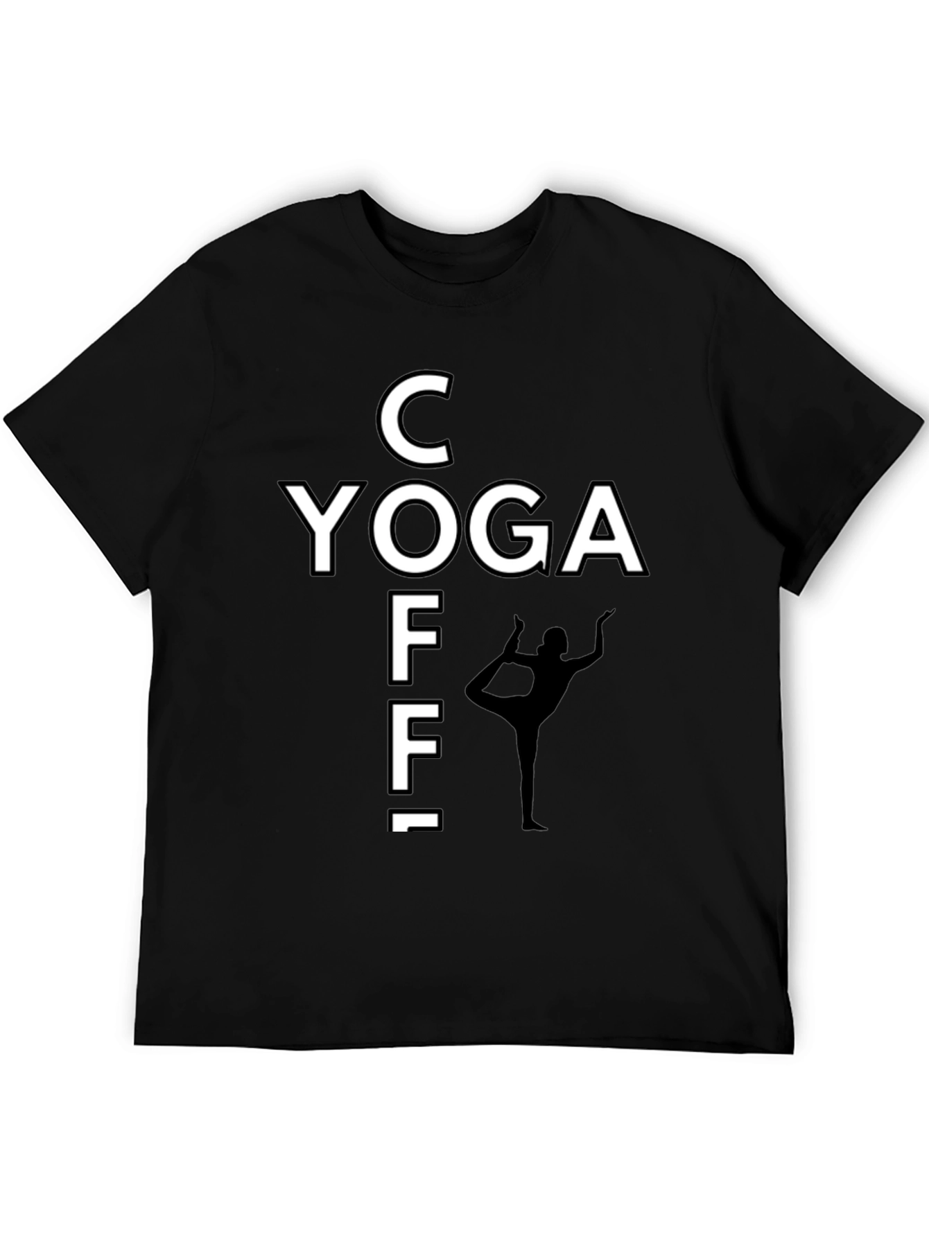 Black Yoga Coffee T-Shirt - Black, Comfy, Relaxed Fit view 5
