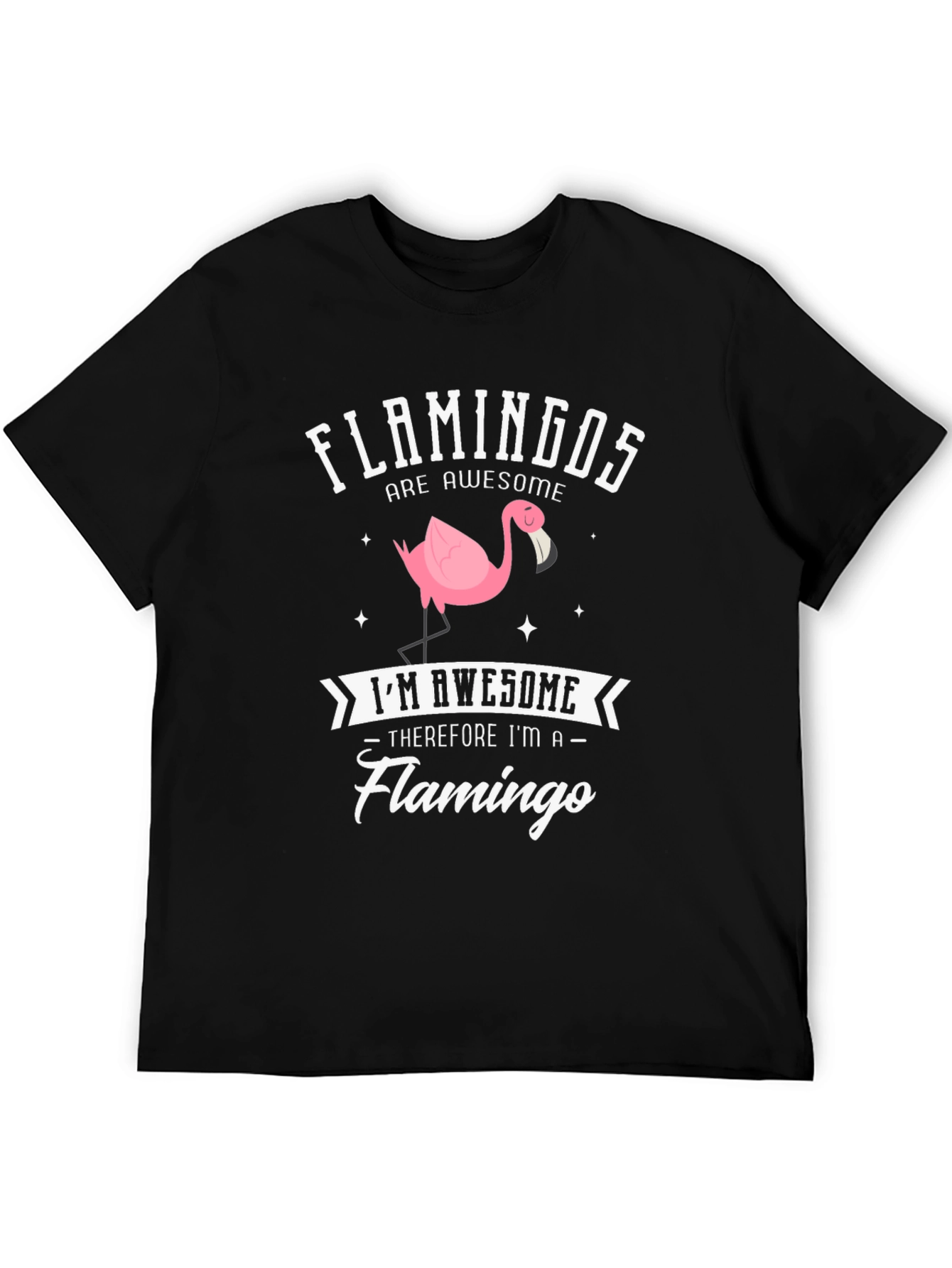 Black Funny Flamingo T-Shirt - Flamingos Are Awesome! view 5
