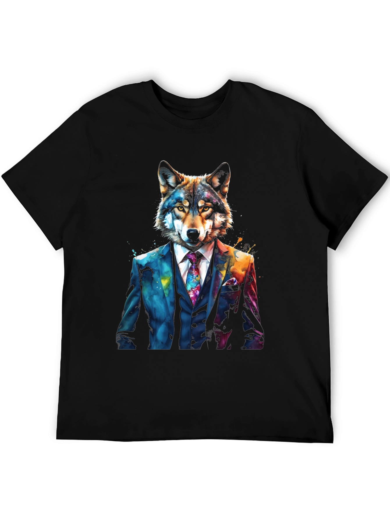 Black Wolf in Suit Graphic Tee - Unique Animal Design view 5