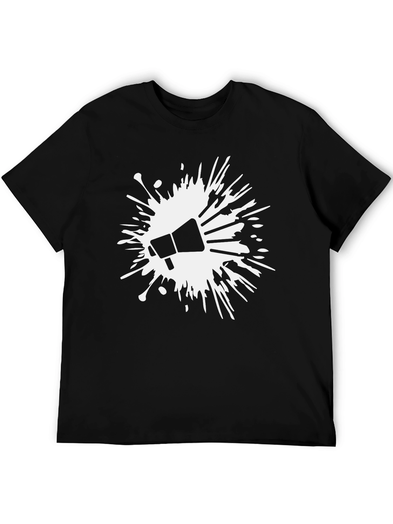 Black Statement Tee: Megaphone Splash Graphic Black T-Shirt view 5
