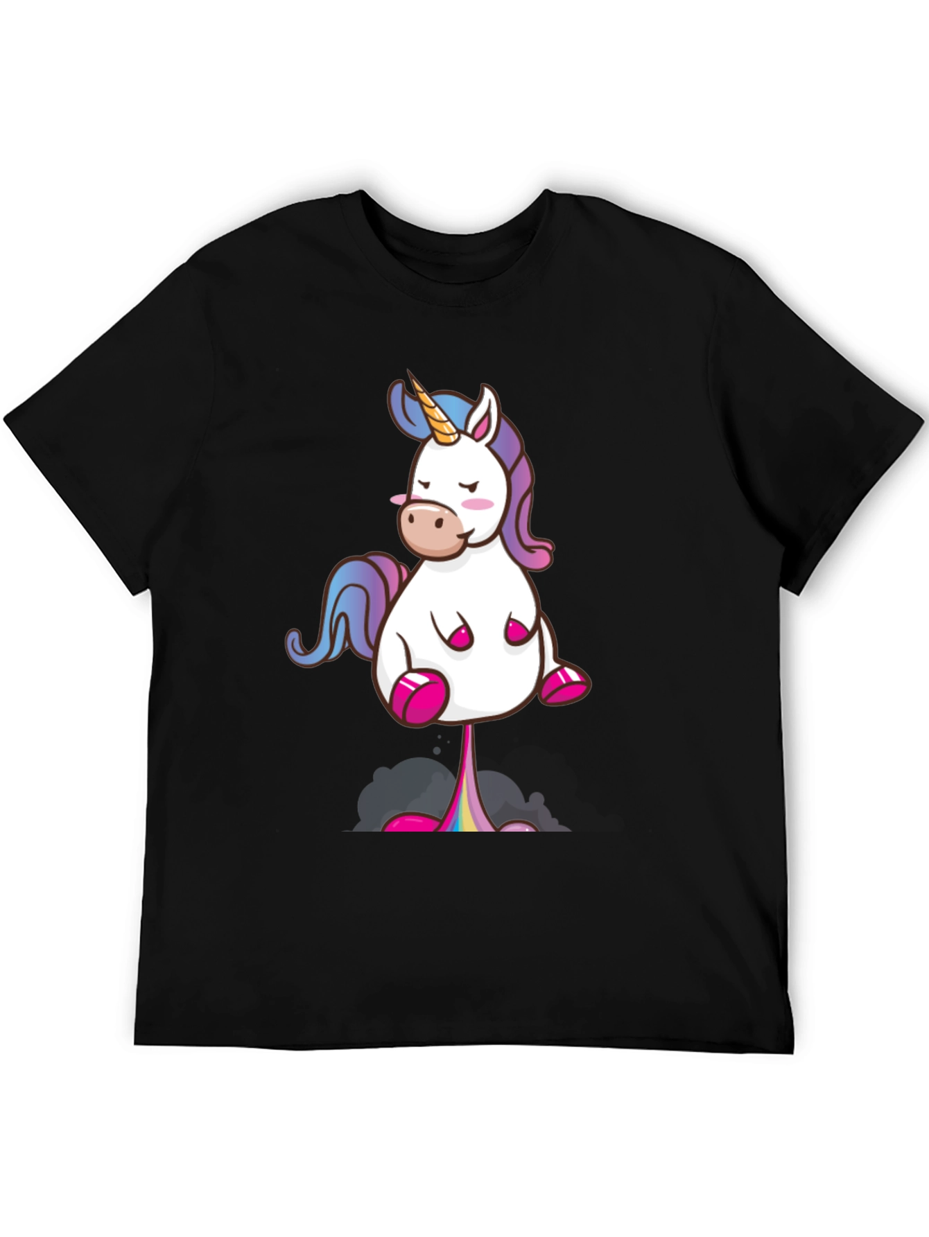 Black Funny Unicorn T-Shirt - Rainbow Poop Tee view 5
