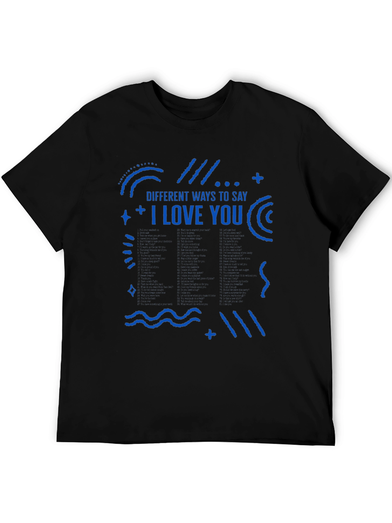 Black I Love You Graphic Tee - Men's Black T-Shirt view 5