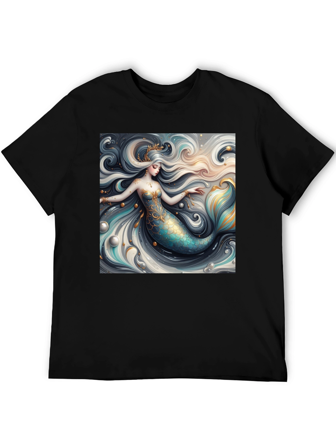 Black Mermaid Graphic Tee - Stylish Fantasy Print view 5