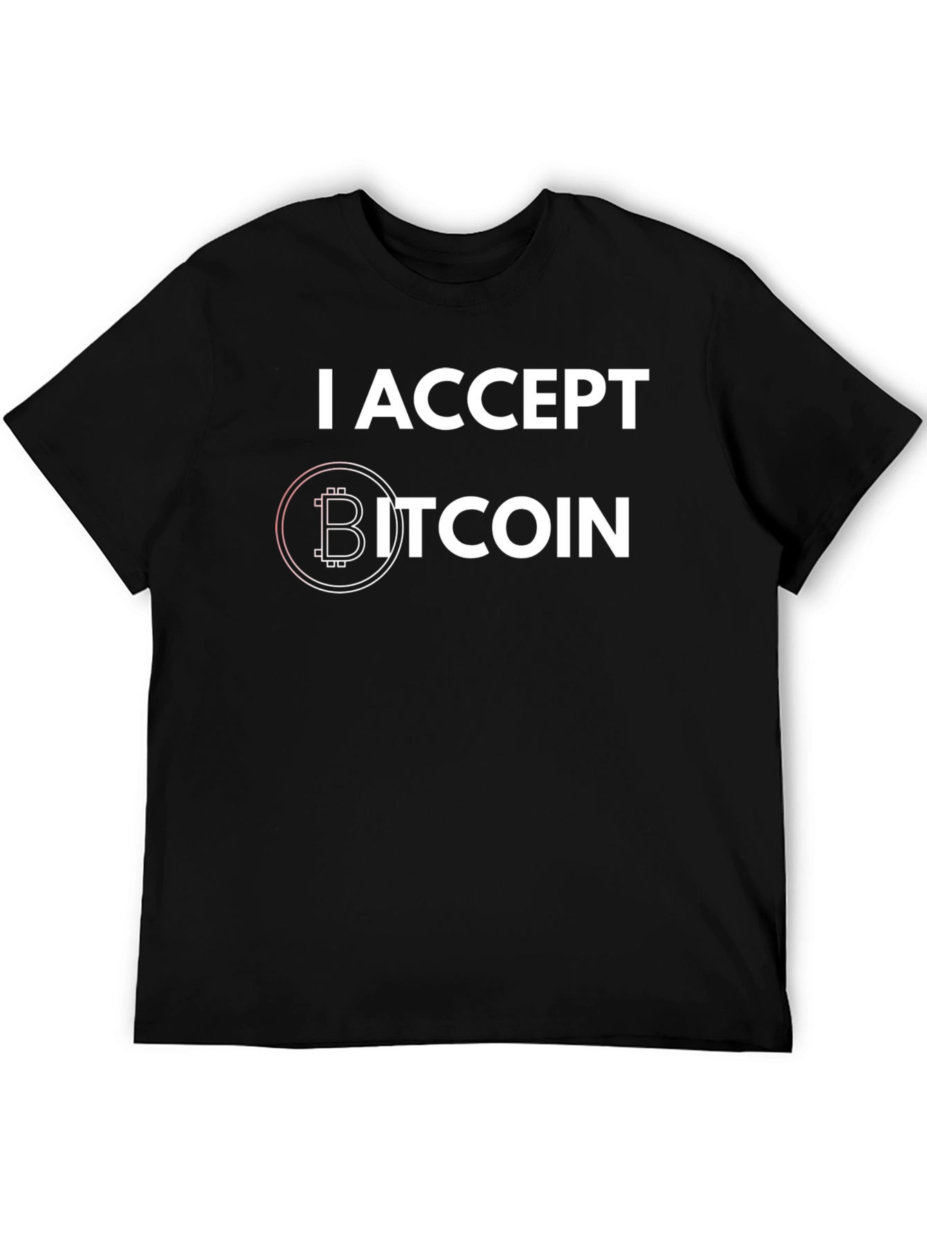 Black I Accept Bitcoin Black T-Shirt view 5