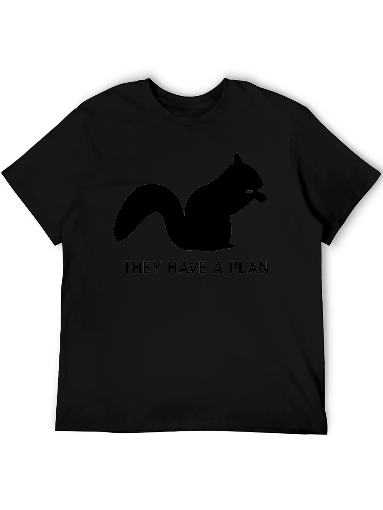 Black Squirrel Plan T-Shirt - Black Graphic Tee view 5