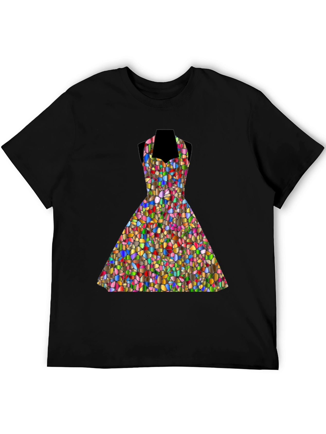 Black Mosaic Dress T-Shirt - Abstract Art Tee view 5