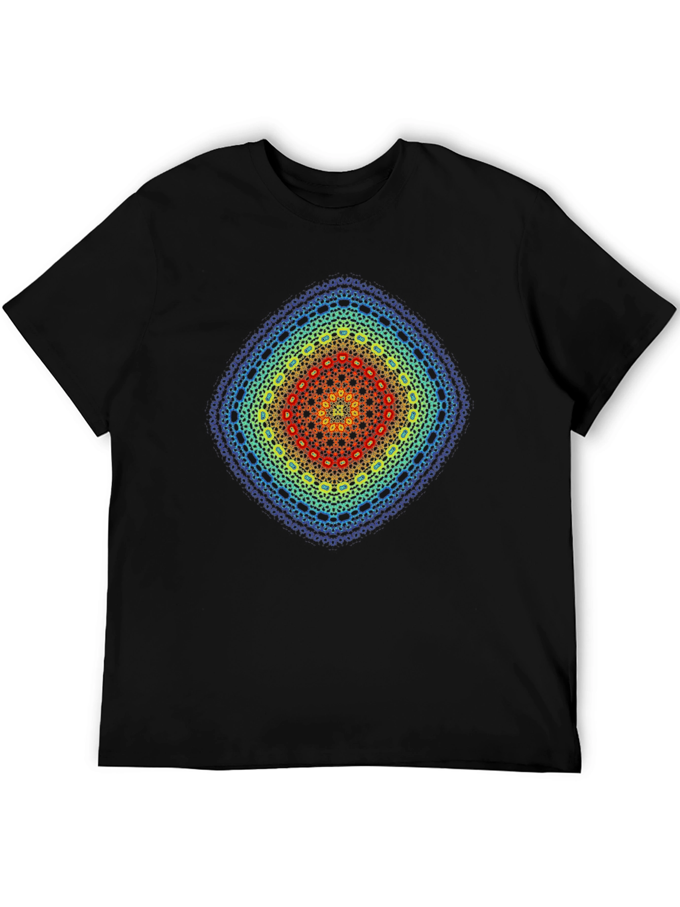 Black Fractal Pattern Tee - Geometric Art Shirt view 5