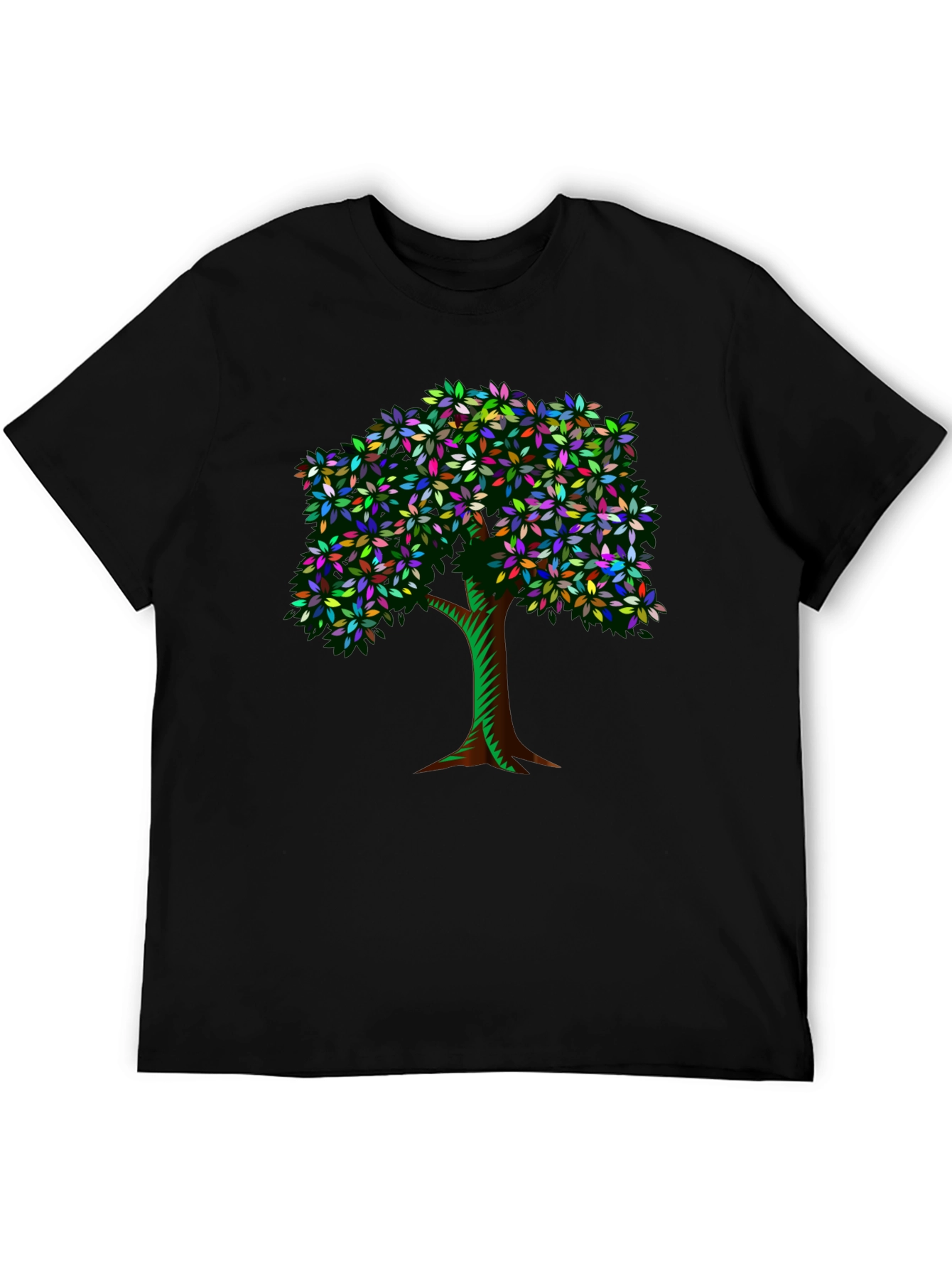 Black Colorful Tree Graphic Tee - Nature Inspired Art view 5