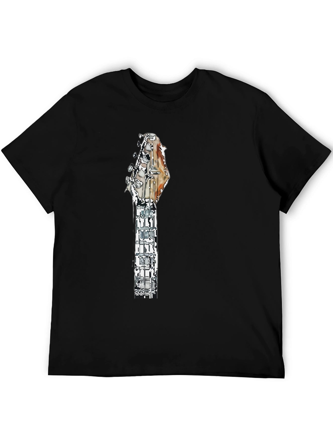 Black Guitar Headstock Graphic Tee - Rocker Style view 5