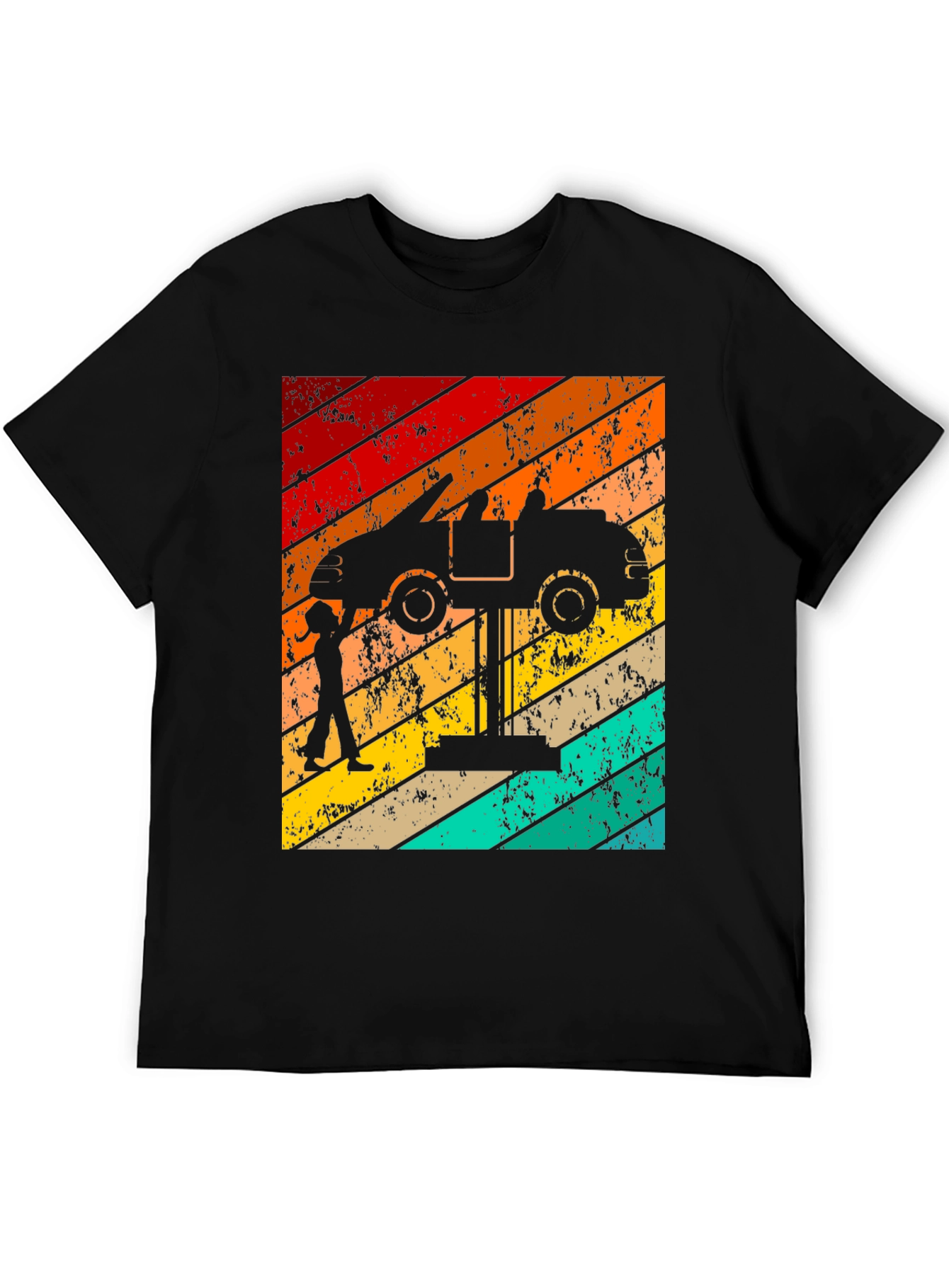 Black Retro Car Mechanic T-Shirt view 5