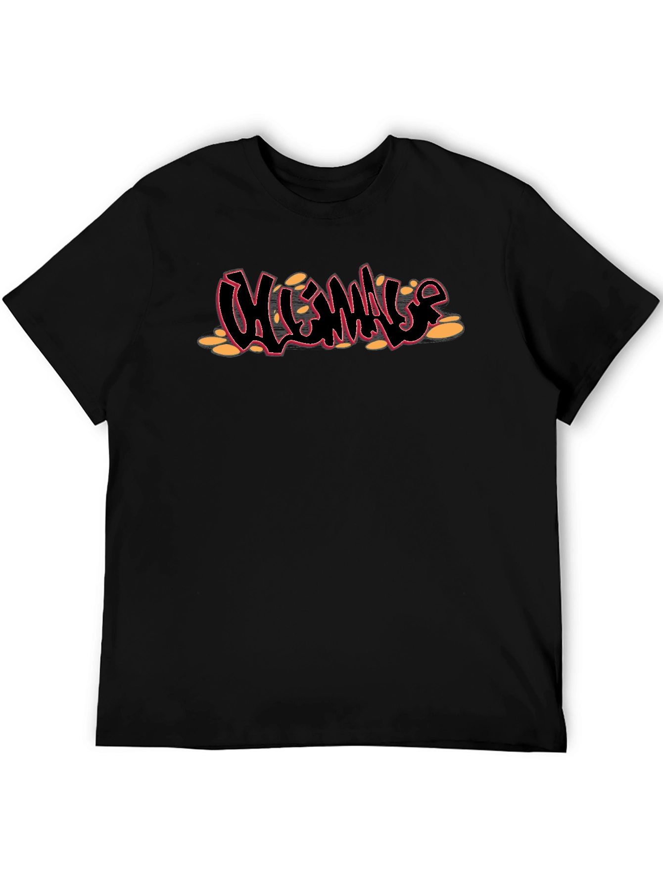 Black Black T-Shirt with Graffiti Style Design view 5