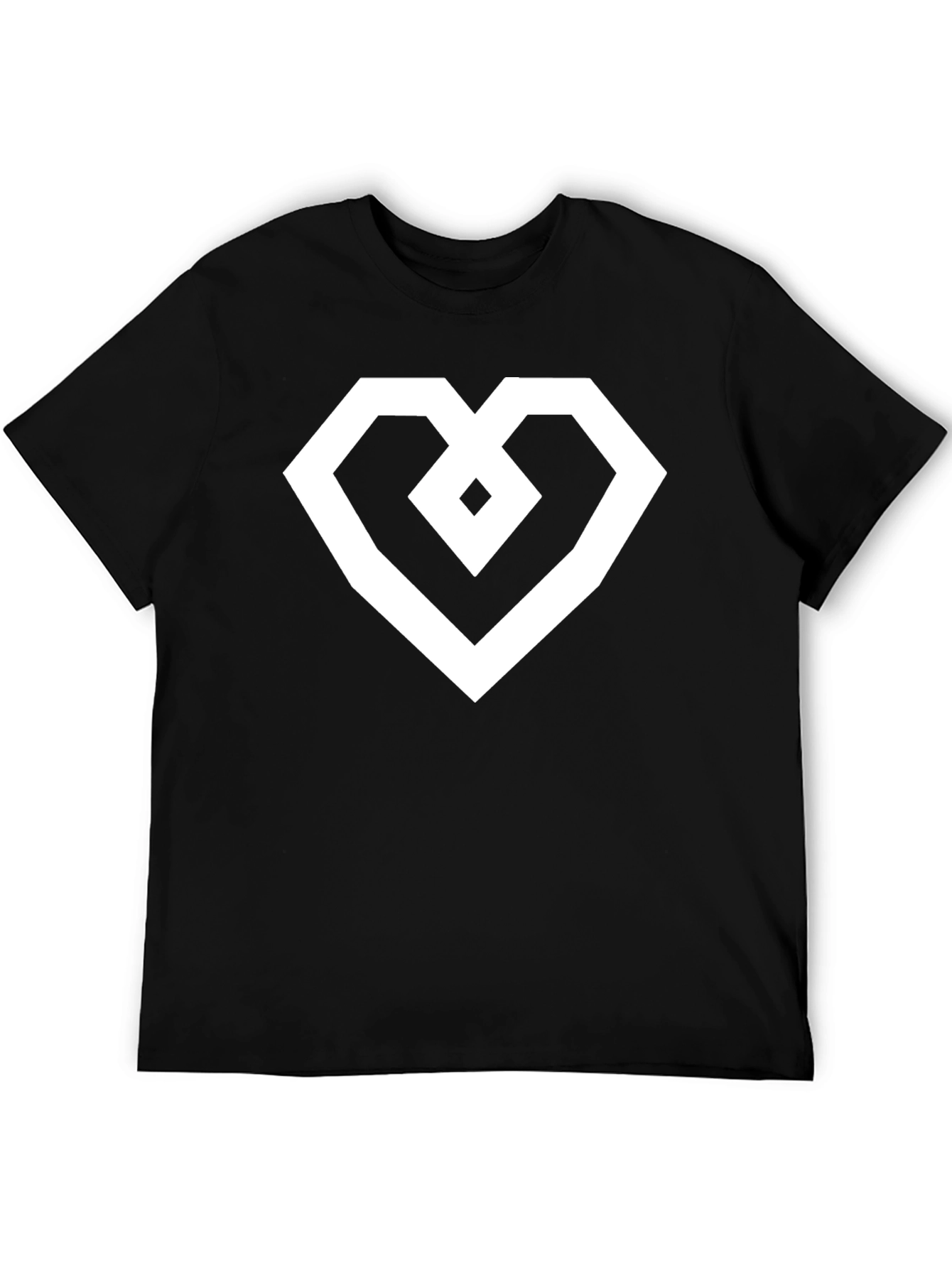 Black Geometric Heart Tee - Modern Black T-Shirt view 5