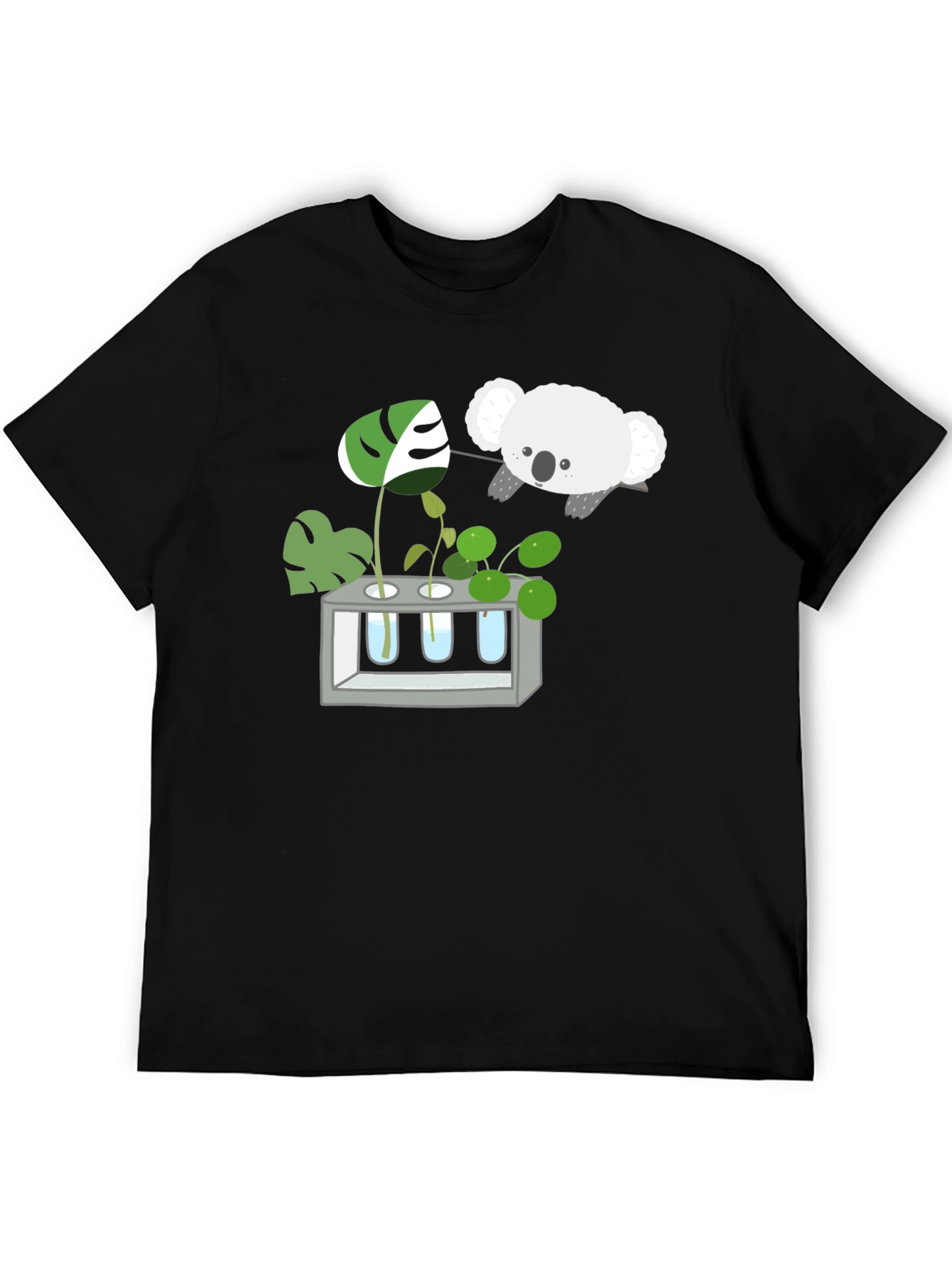 Black Koala & Plant Lover Black T-Shirt view 5