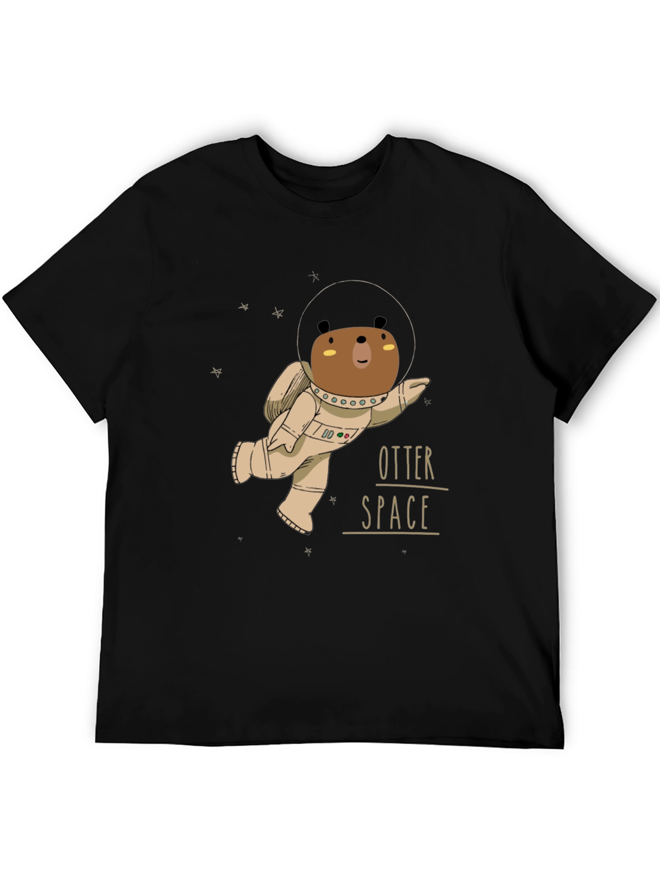 Black Otter Space Black T-Shirt - Astronaut Bear Design view 5
