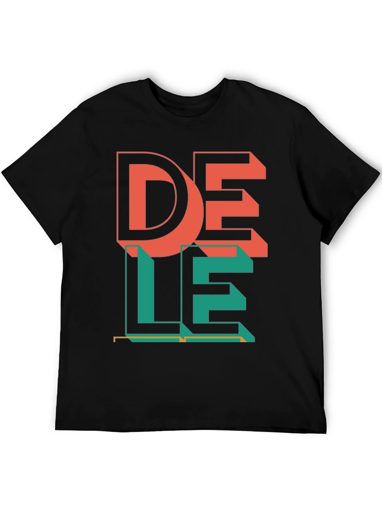 Black Retro DE LE Graphic Tee - Black Cotton Blend view 5