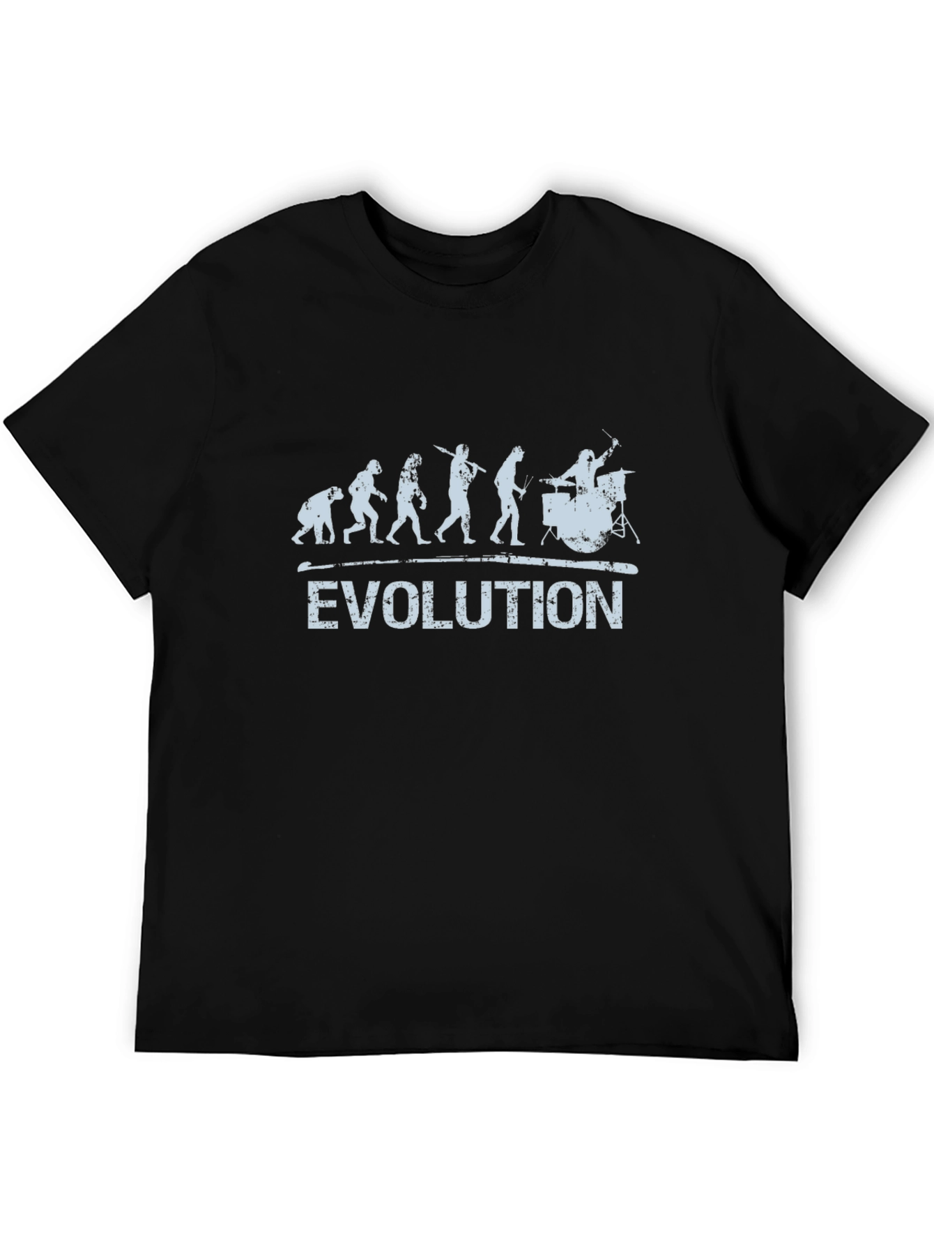 Black Evolution of Drummer T-Shirt - Black Cotton Tee view 5