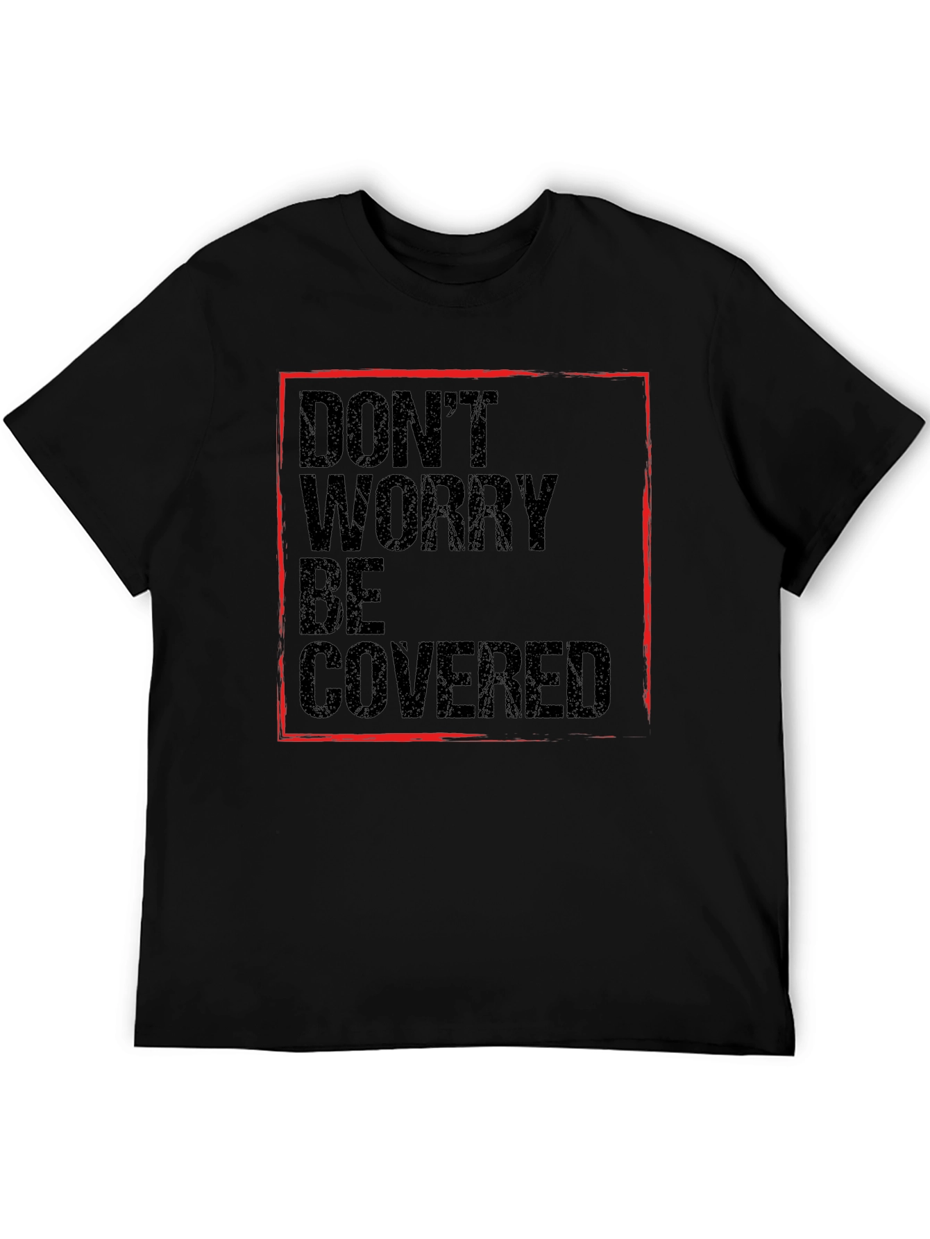 Black Don't Worry Be Covered Graphic Tee view 5