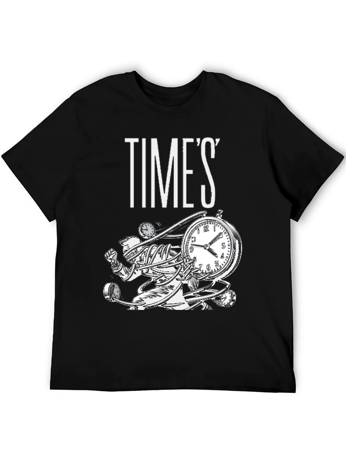 Black Time Warp Graphic Tee - Black Cotton T-Shirt view 5