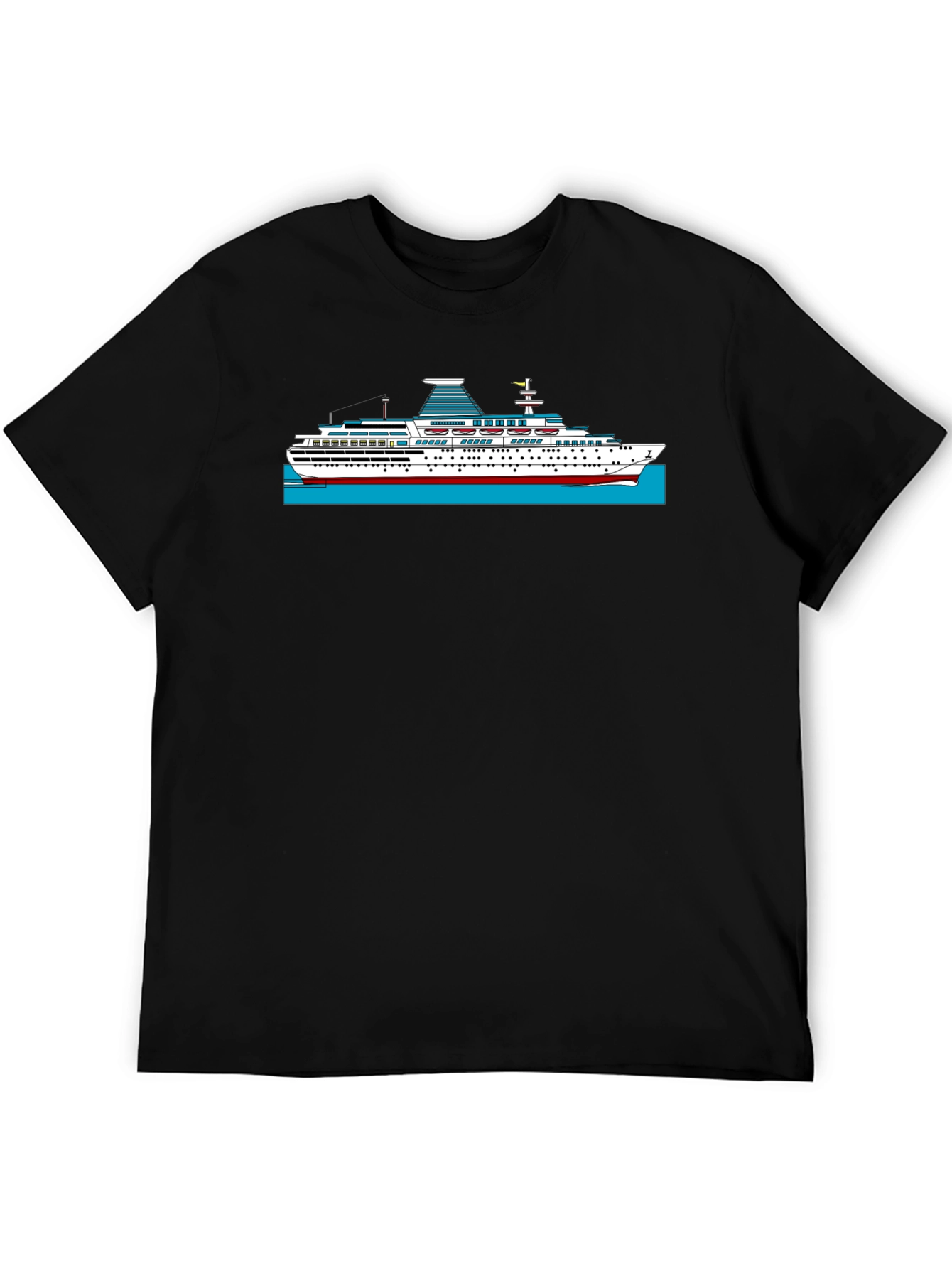 Black Cruise Ship Graphic T-Shirt - Black view 5