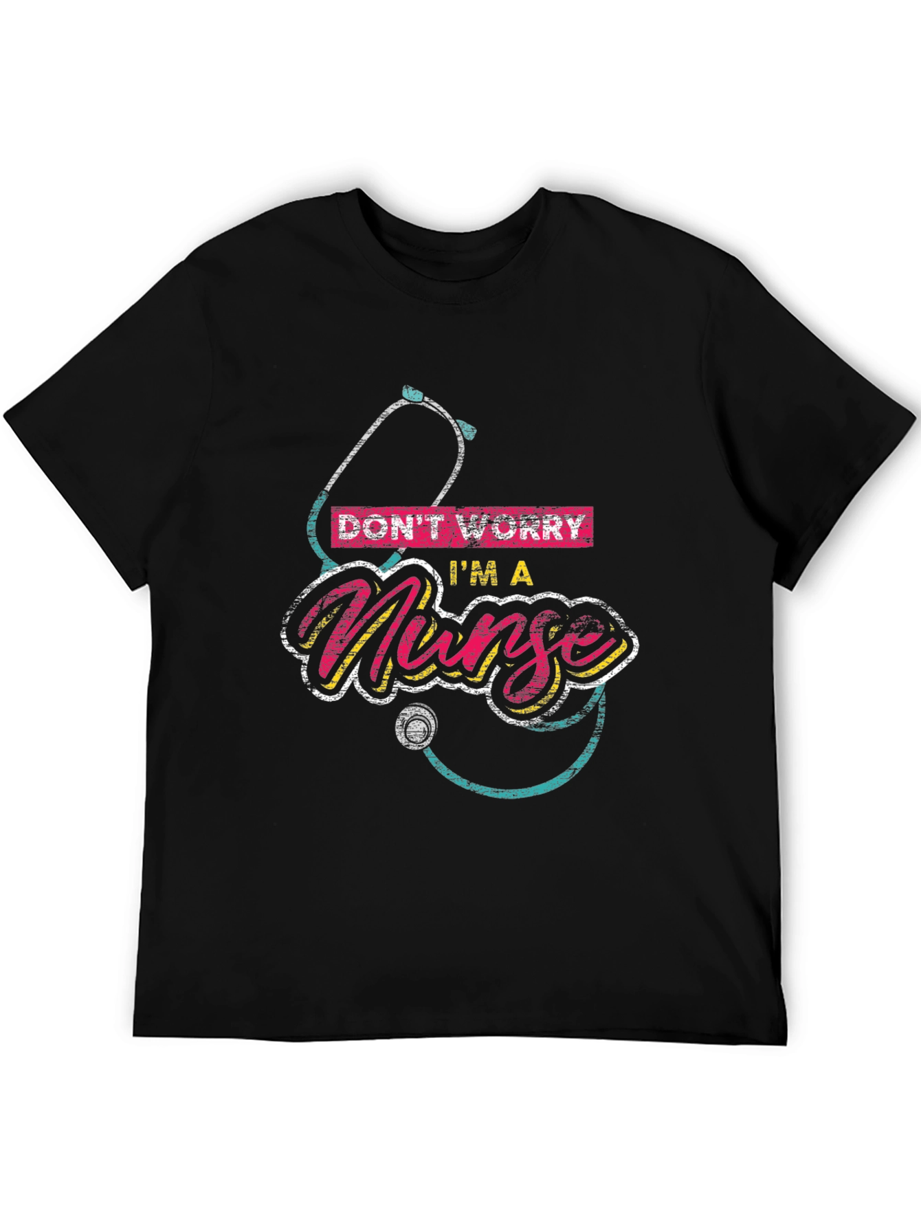 Black Don't Worry I'm a Nurse Black T-Shirt view 5