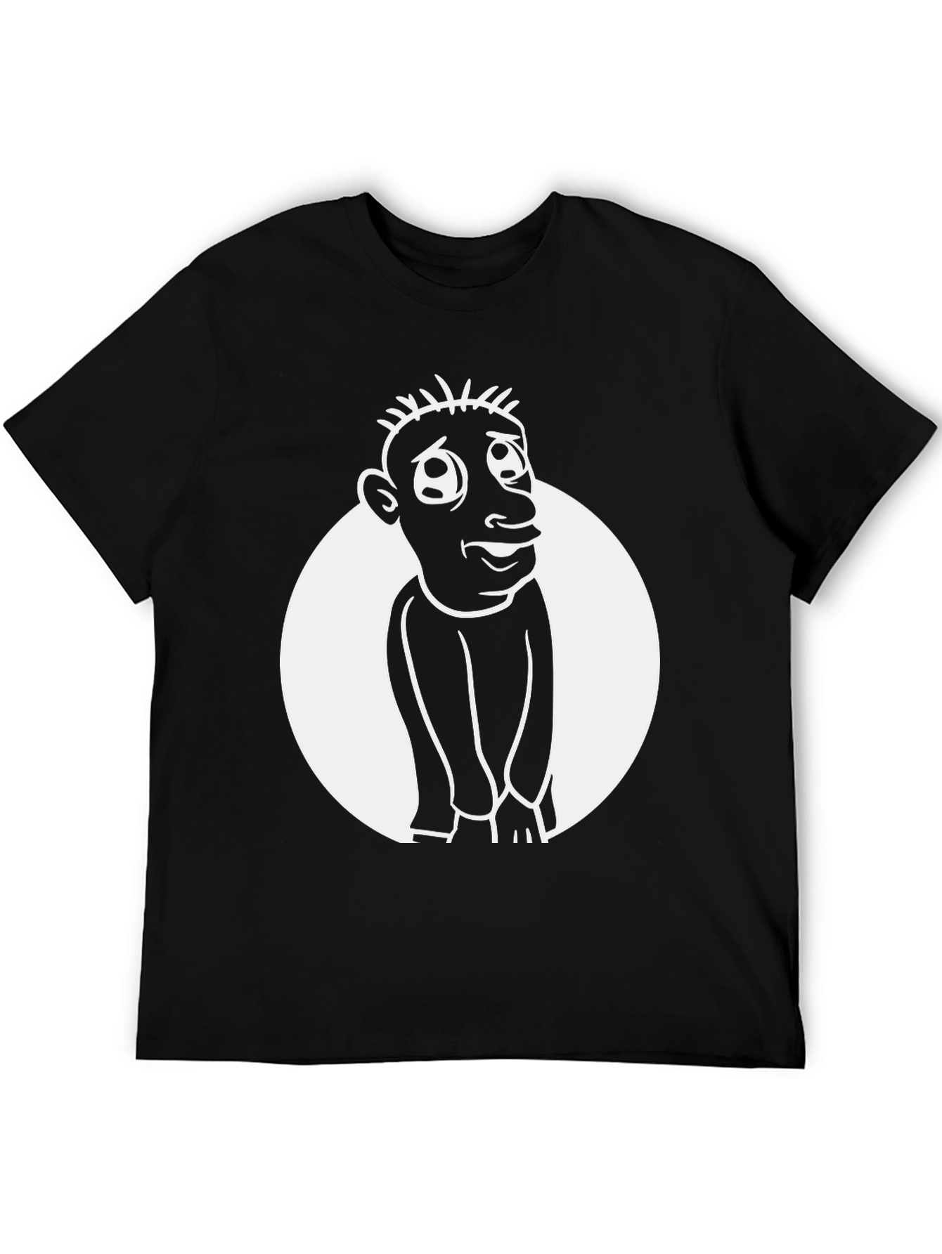 Black Cartoon Man Graphic Tee - Black Cotton Blend Shirt view 5