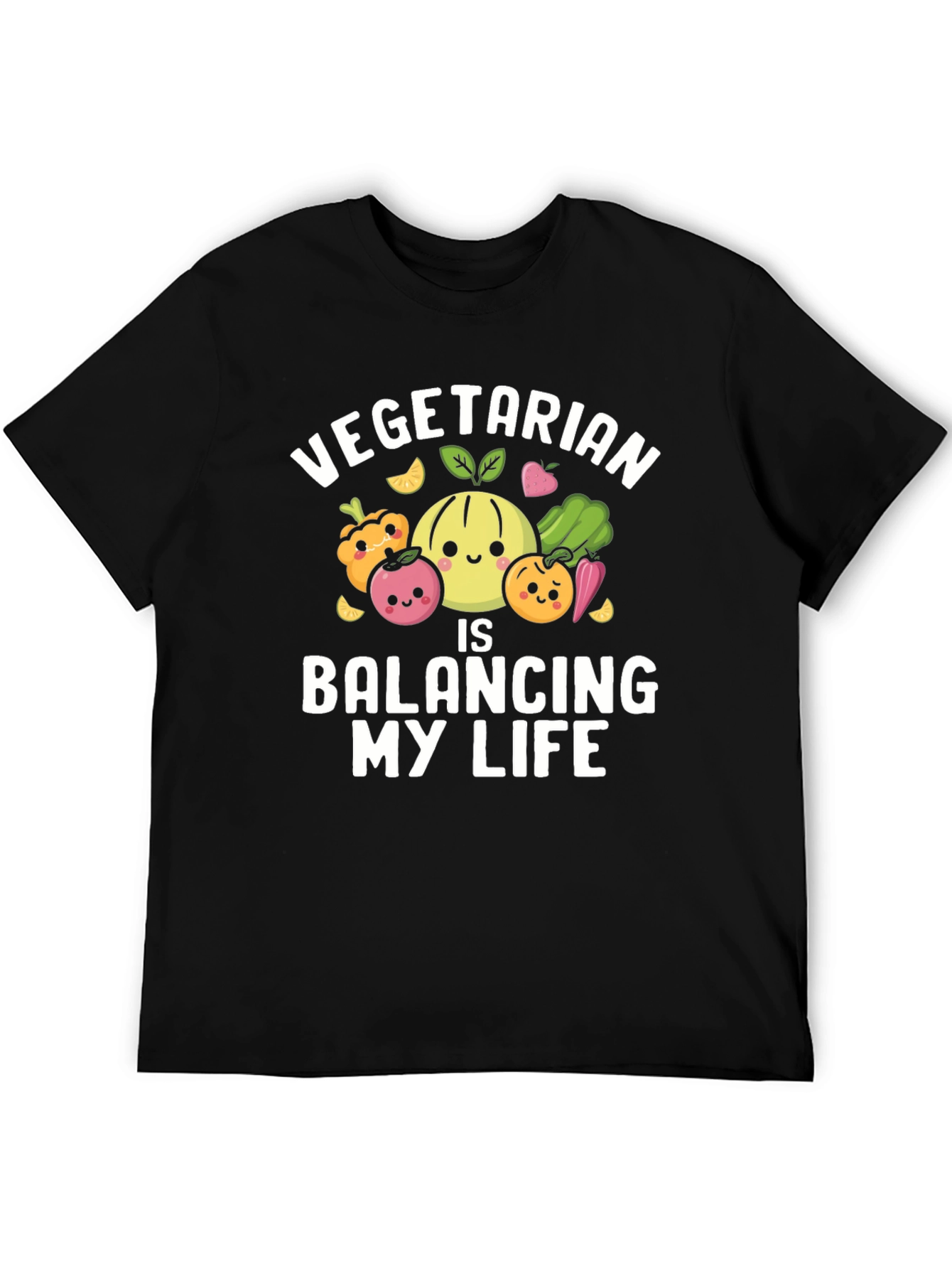 Black Vegetarian Balancing My Life T-Shirt view 5