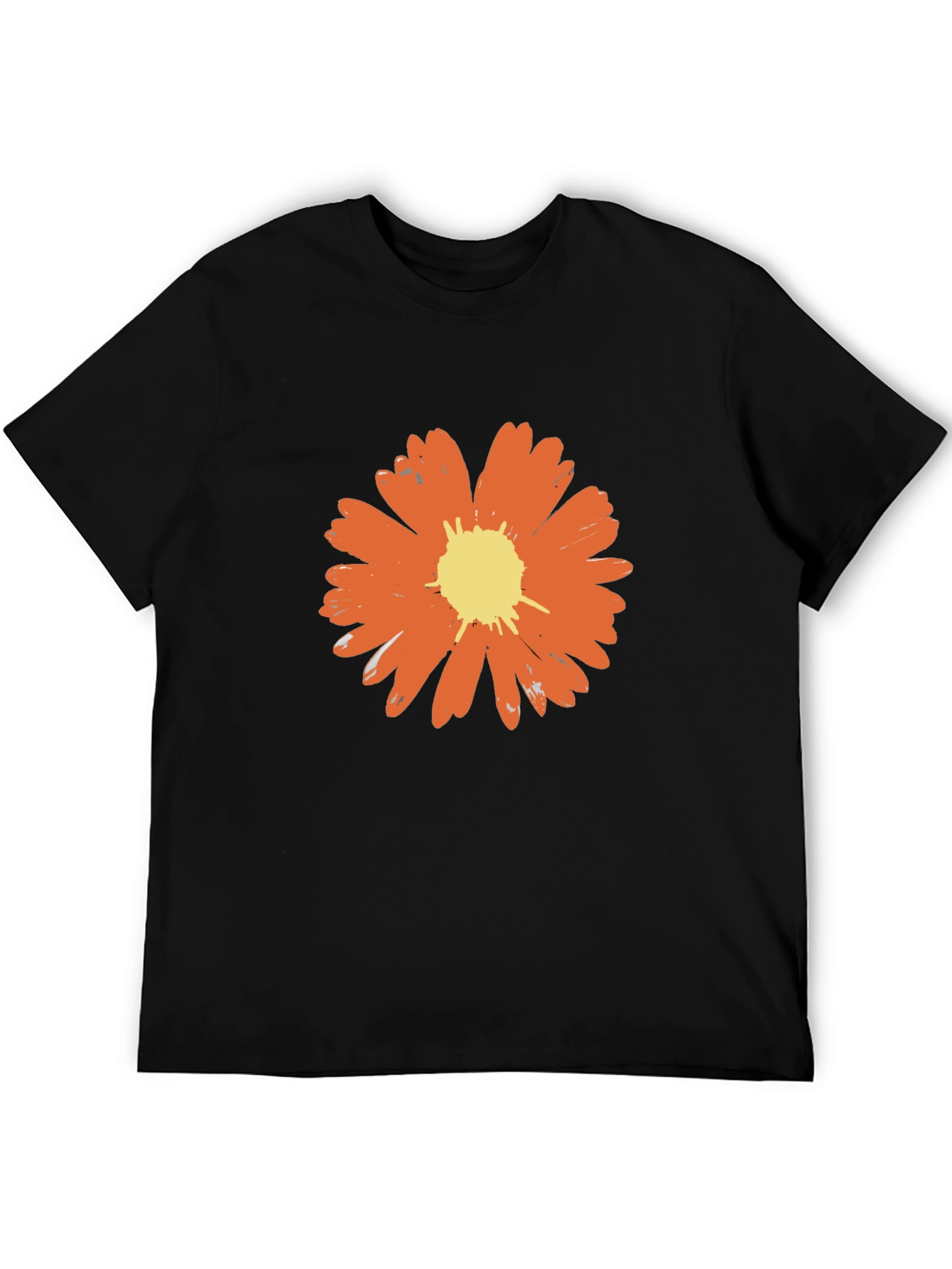 Black Bold Flower Graphic Tee - Black Casual T-Shirt view 5