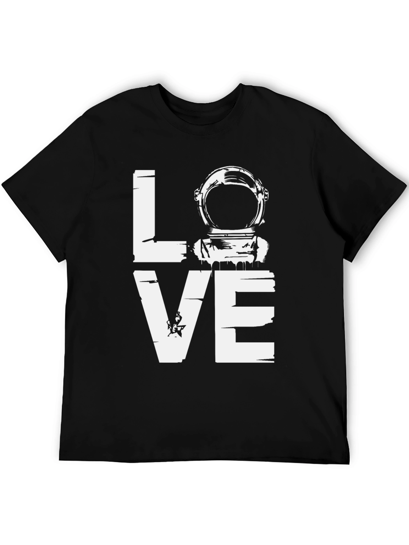 Black Love Astronaut Graphic T-Shirt - Black Cotton Tee view 5