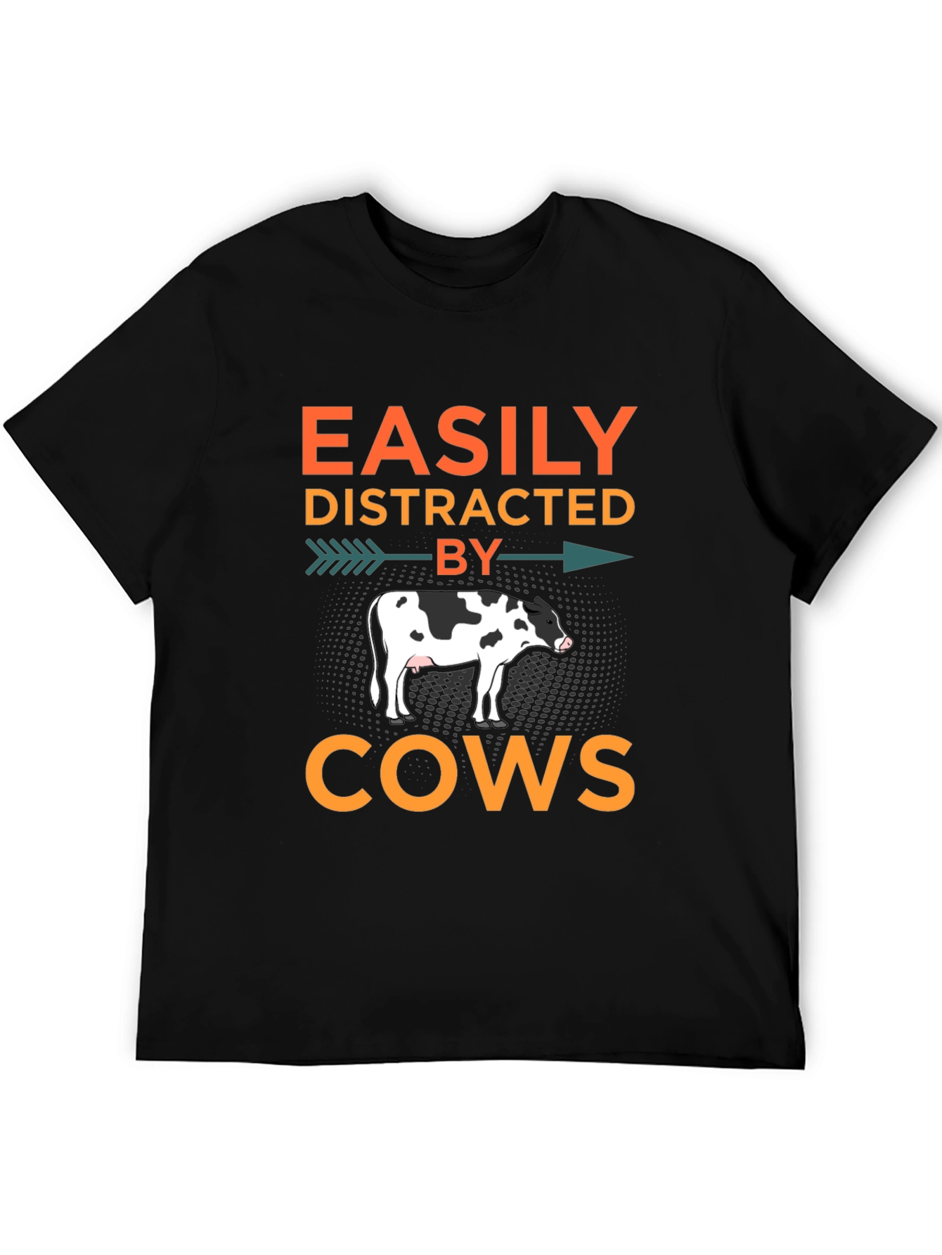 Black Easily Distracted By Cows T-Shirt, Black view 5