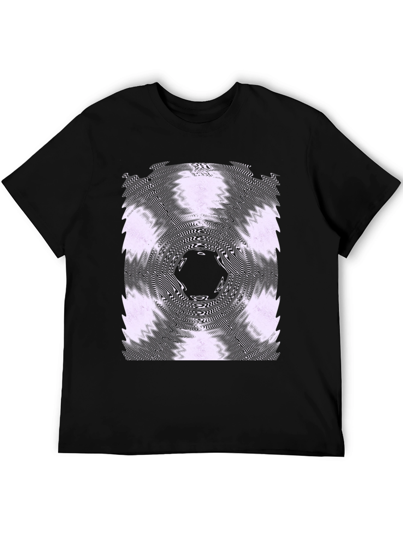 Black Abstract Vortex Graphic Tee - Black Cotton Blend view 5