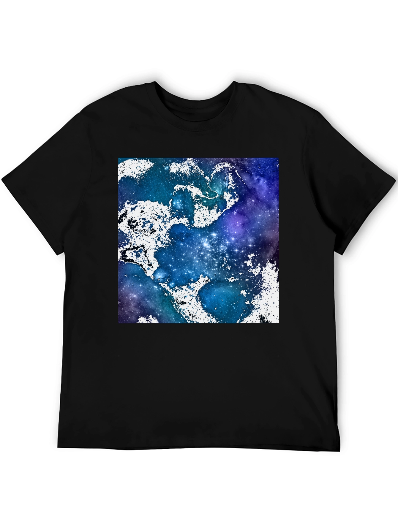 Black Galaxy Print Crew Neck T-Shirt view 5