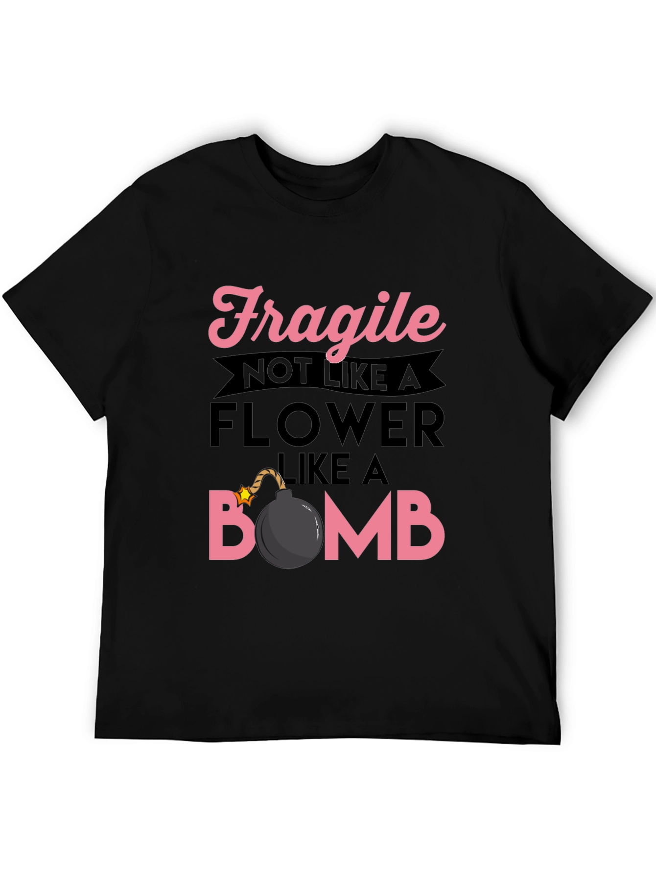 Black Fragile Like A Bomb Graphic T-Shirt view 5