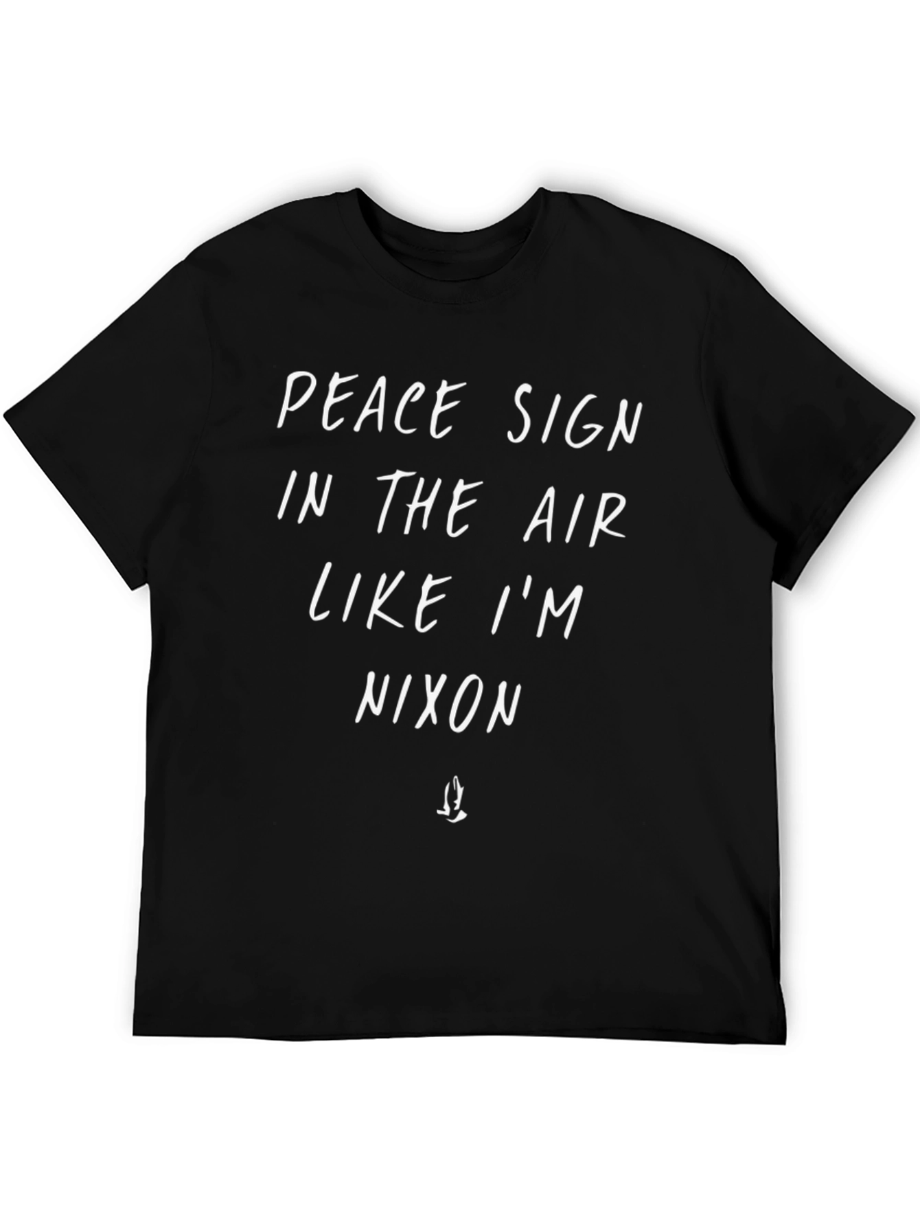 Black Peace Sign Nixon Graphic Tee - Black Crewneck T-Shirt view 5