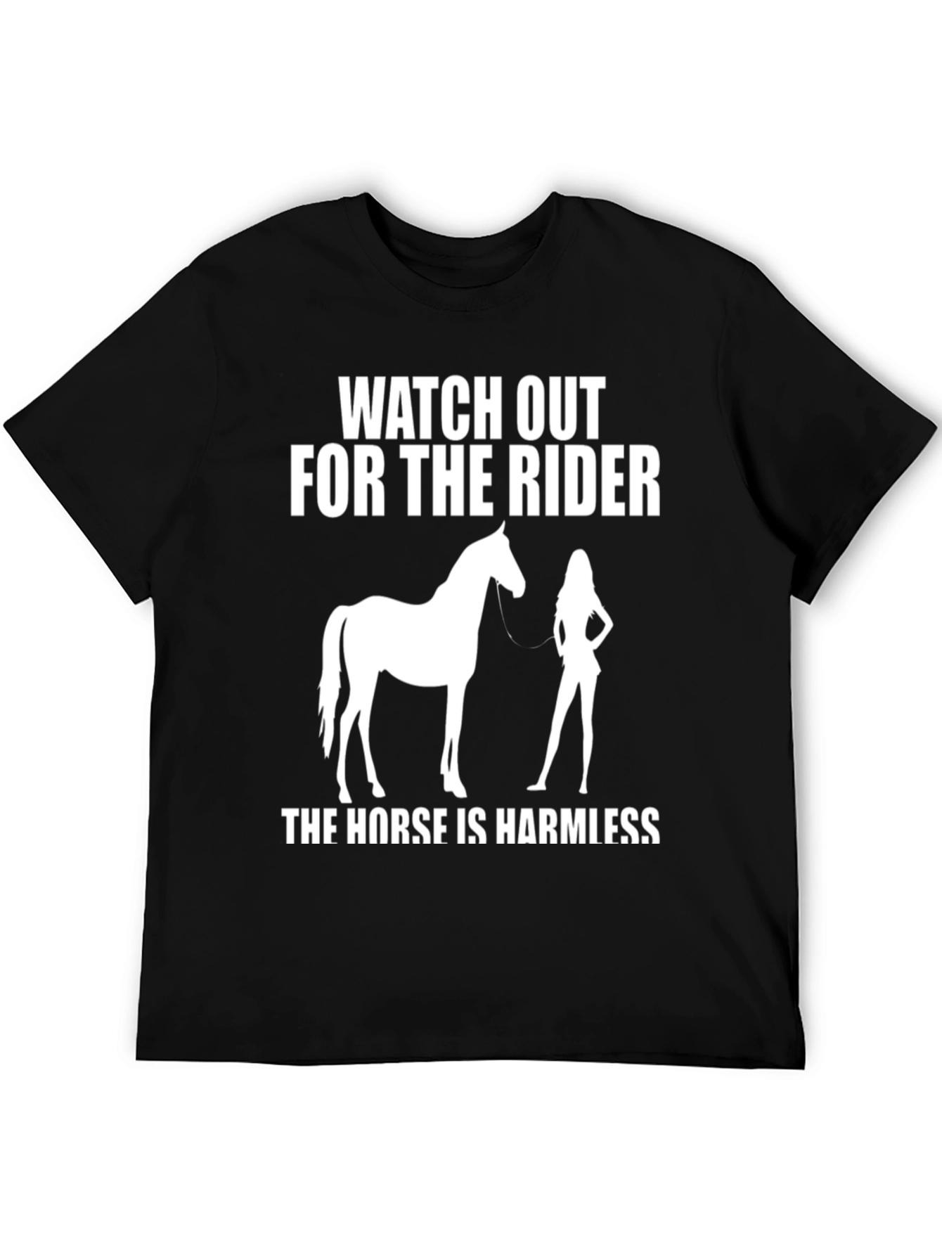 Black Humorous Horse Rider T-Shirt - Watch Out for the Rider! view 5