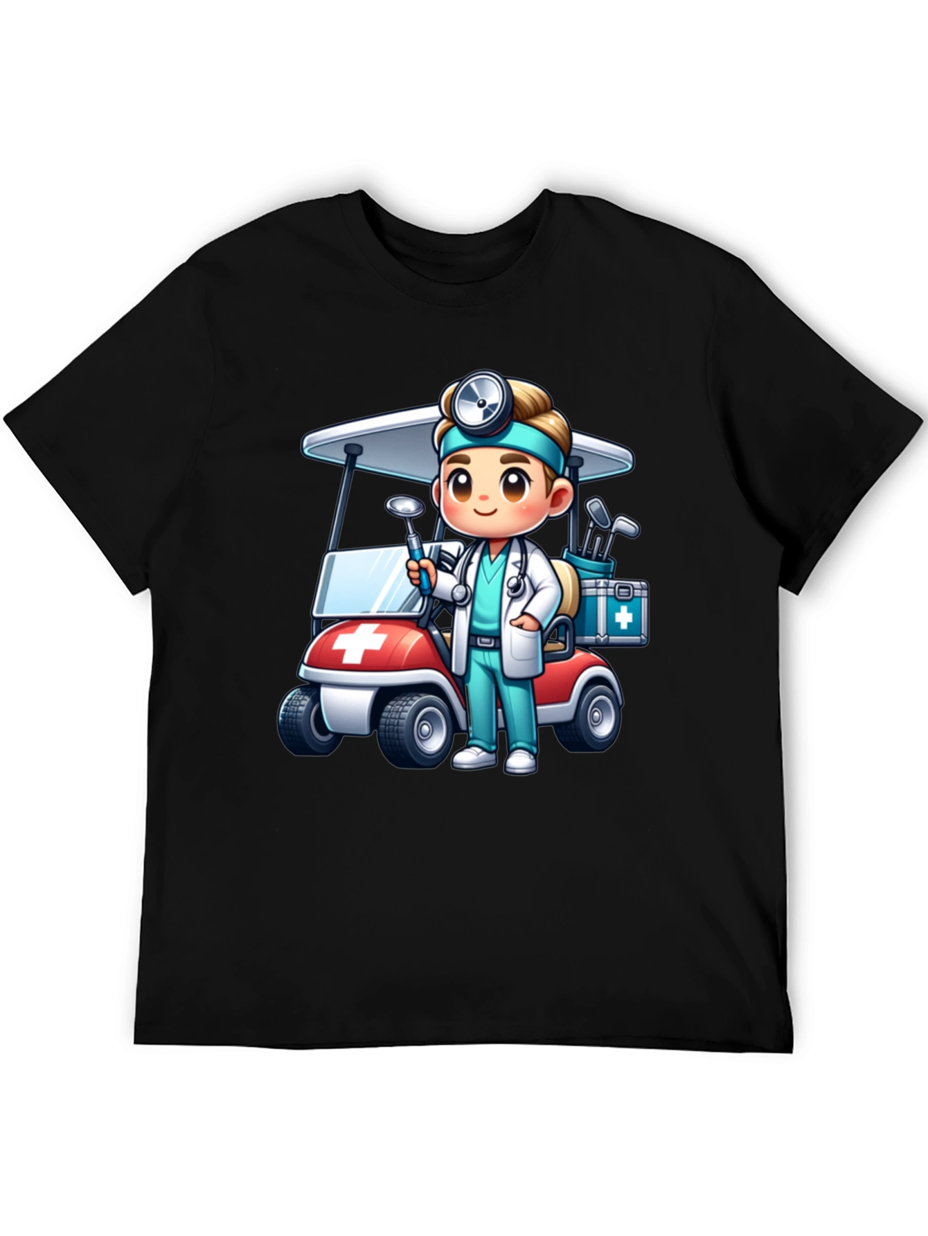 Black Doctor Golf Cart T-Shirt - Novelty Tee view 5