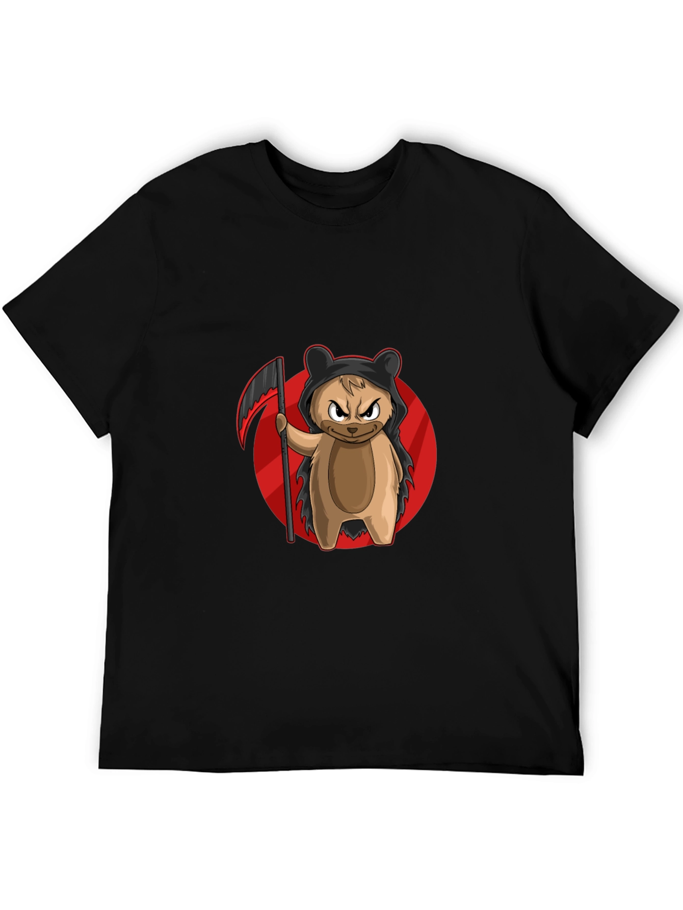 Black Grim Reaper Bear T-Shirt - Cool Cartoon Graphic Tee view 5