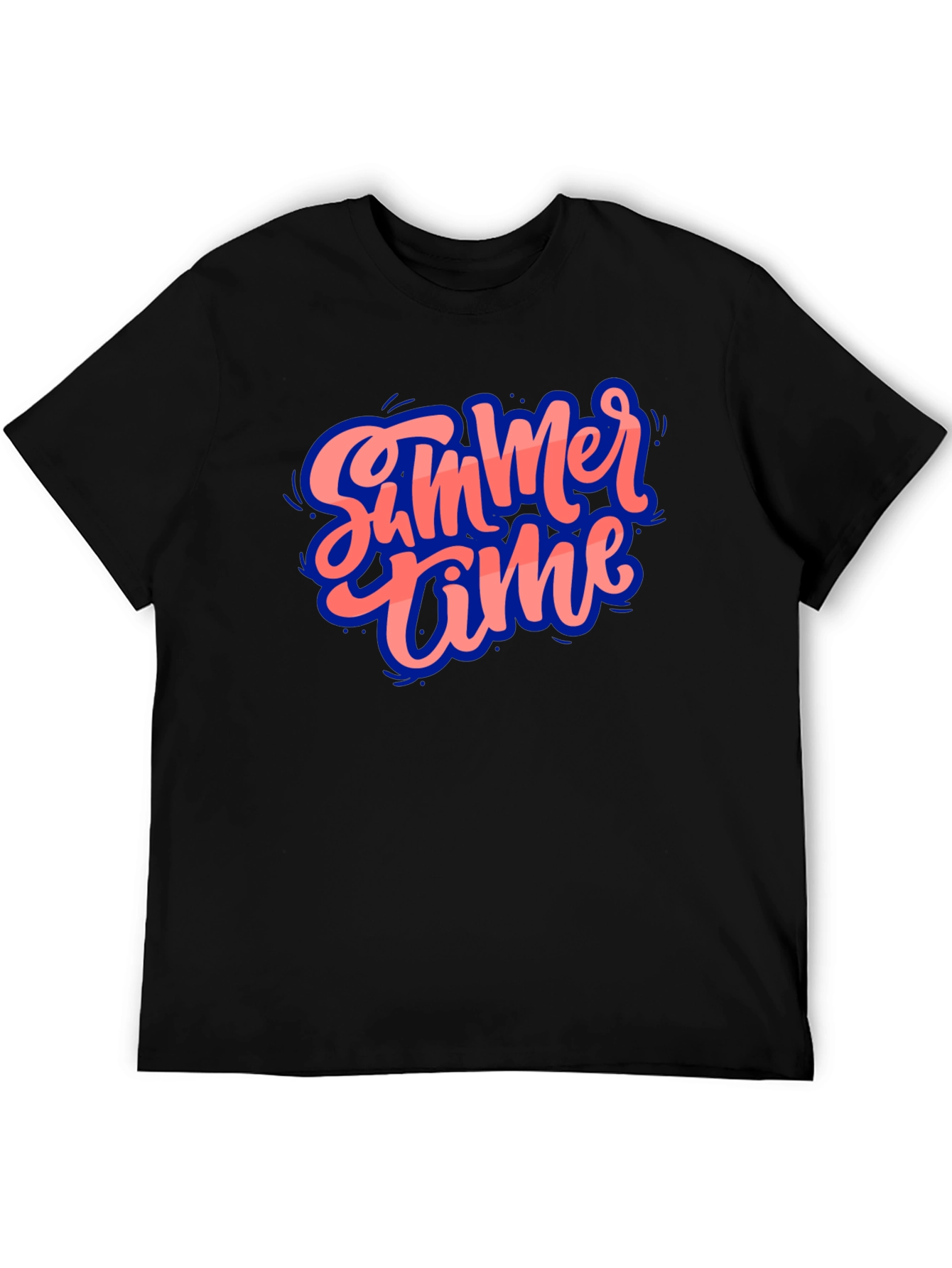 Black Summer Time Graphic Black T-Shirt view 5