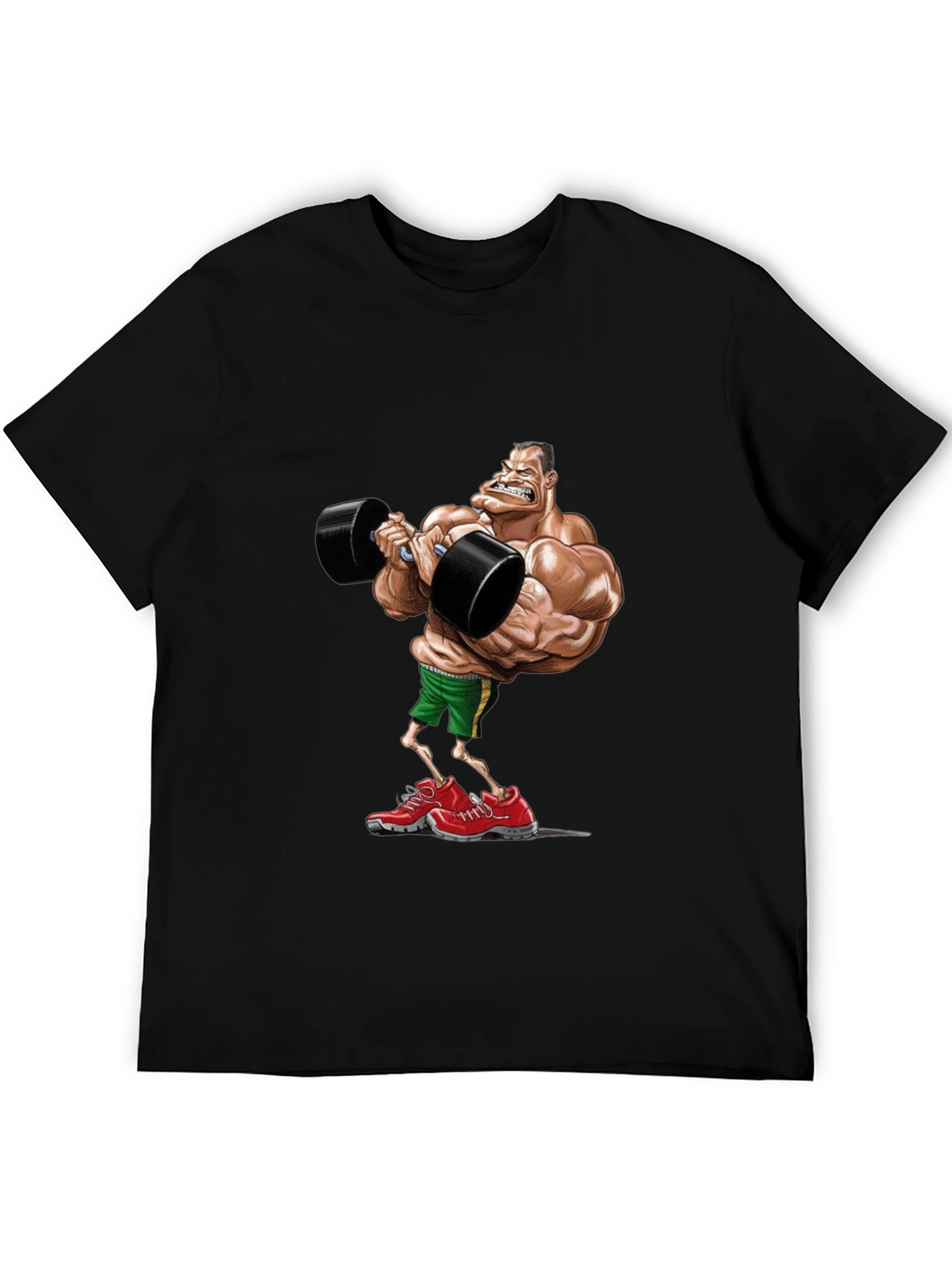 Black Cartoon Bodybuilder Black T-Shirt view 5