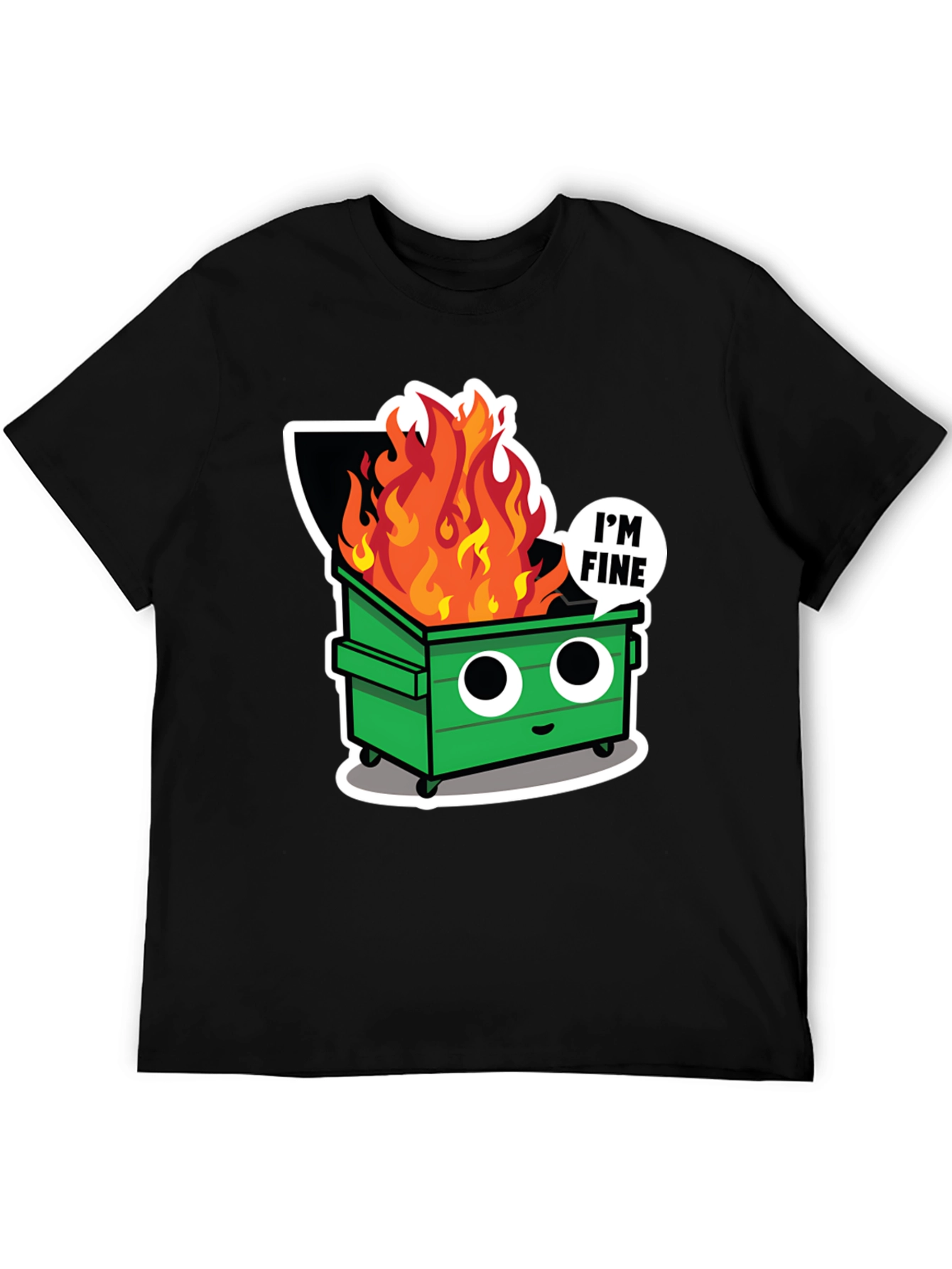 Black Dumpster Fire T-Shirt - I'm Fine Tee view 5