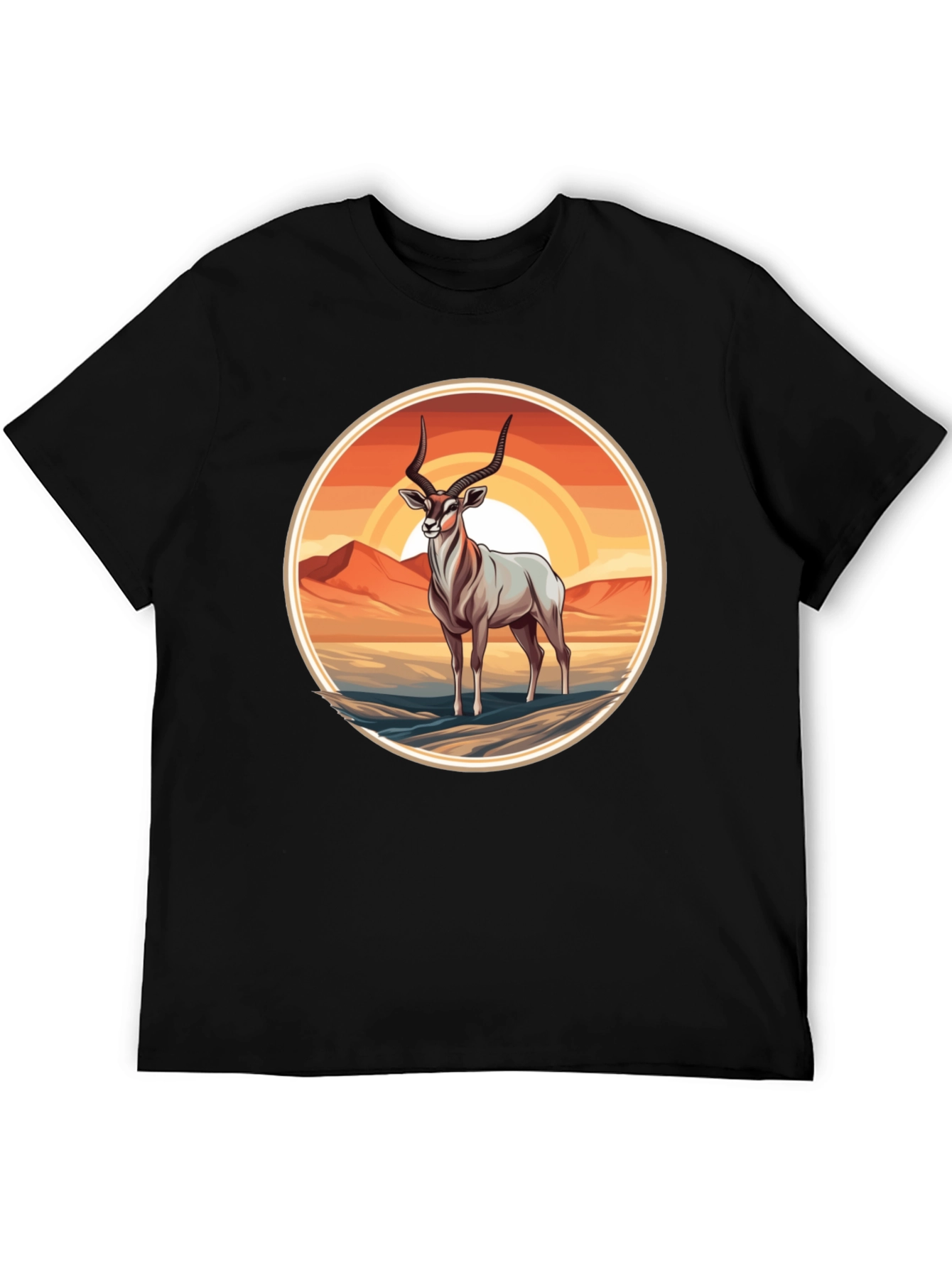 Black Antelope Graphic Tee - Desert Sunset Design view 5