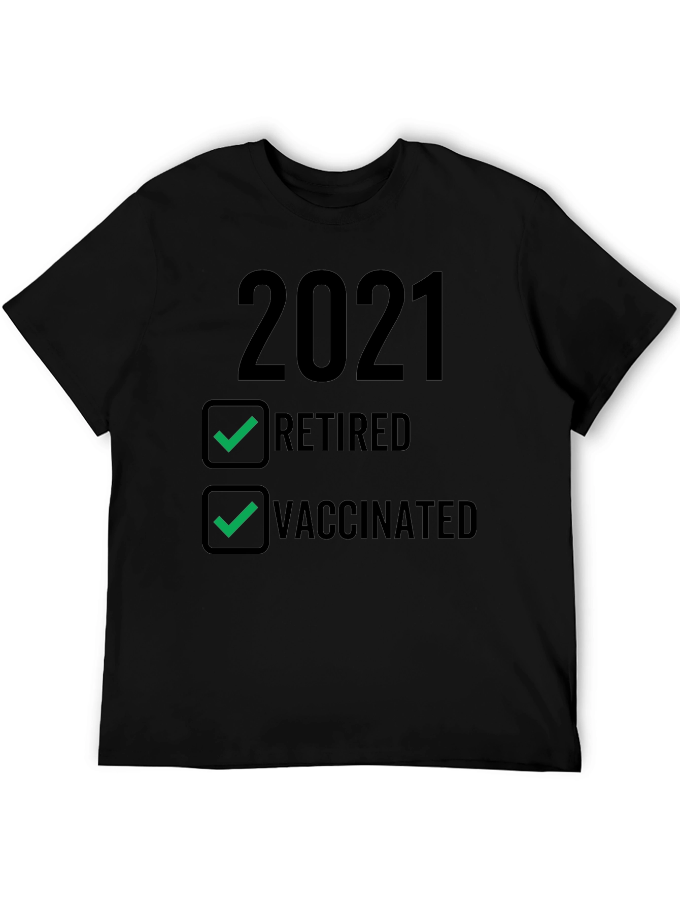 Black 2021 Retired & Vaccinated T-Shirt view 5