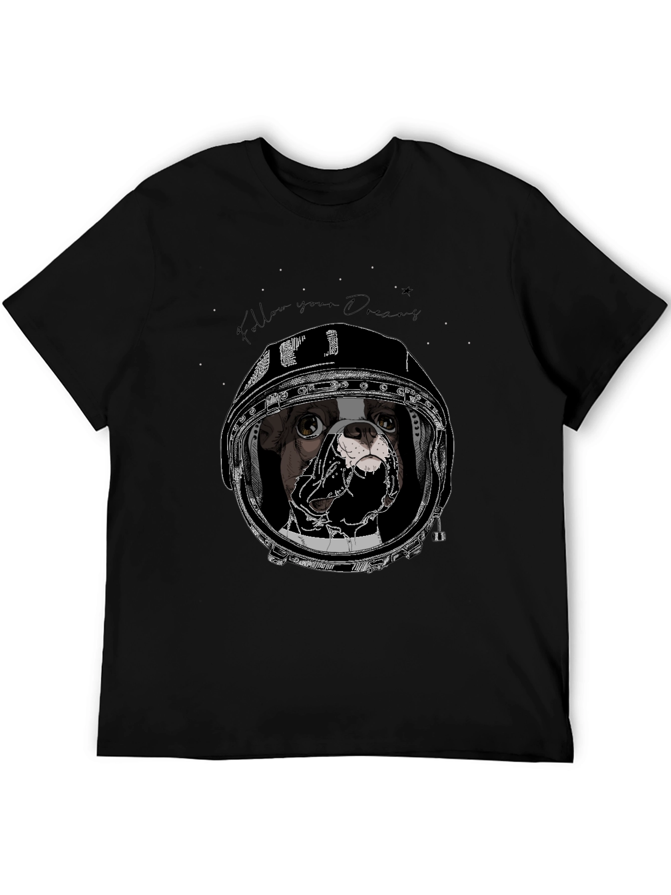 Black Dog Astronaut Graphic Black T-Shirt view 5