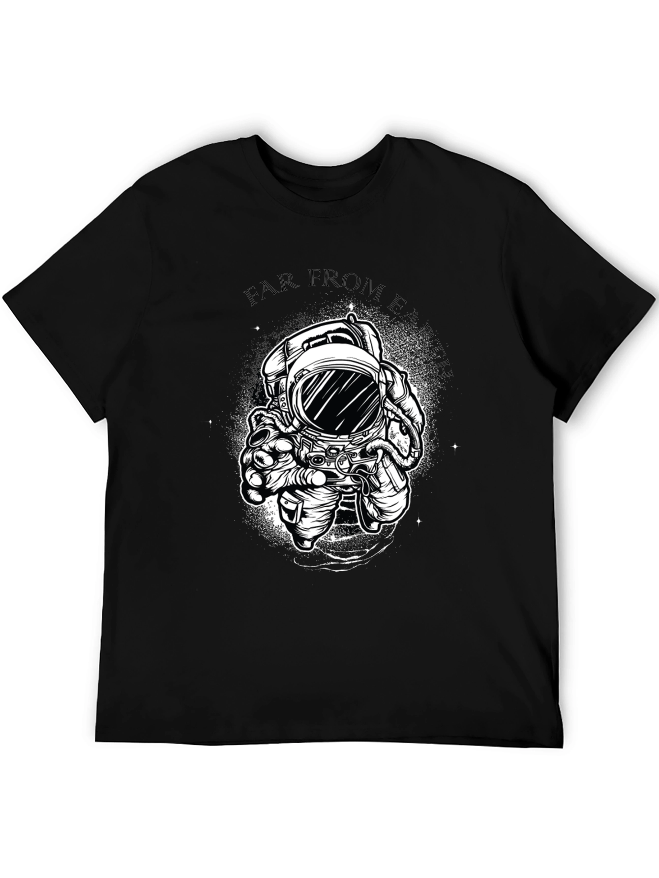 Black Far From Earth Graphic Print Black T-Shirt view 5