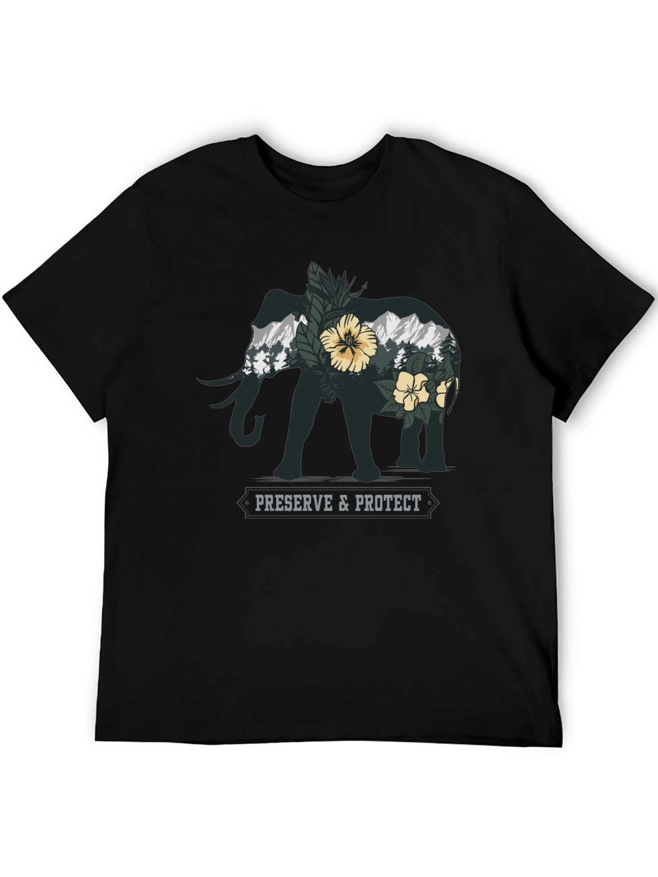 Black Elephant Nature Conservation Graphic Tee view 5
