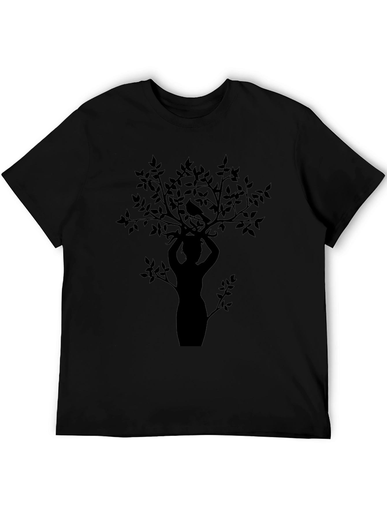 Black Nature Silhouette Graphic Tee - Black Cotton Blend view 5